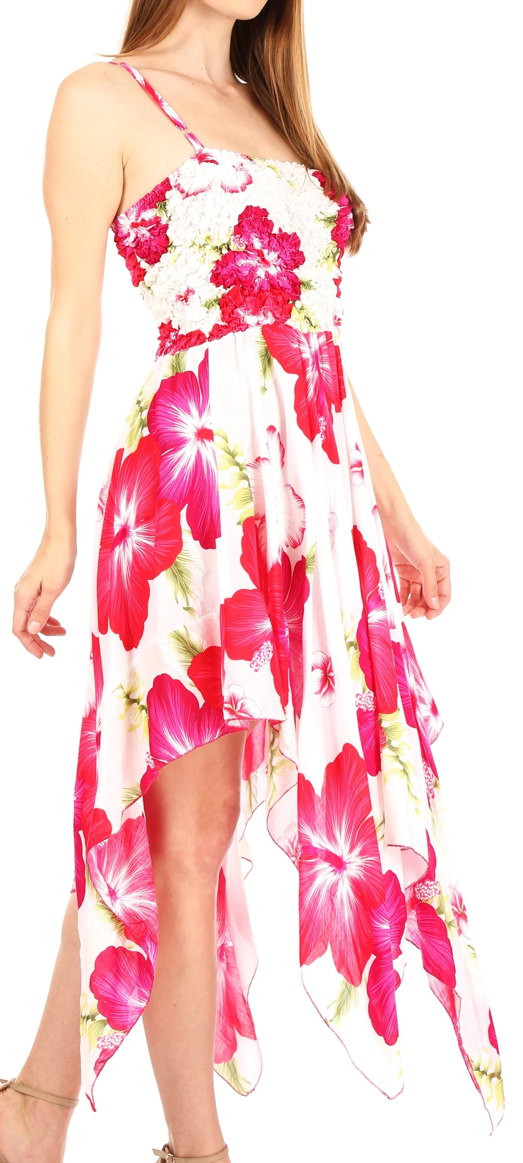 Sakkas Hamisi Women's Tube Spaghetti Strap Floral Print Summer Casual Short Dress - Image 34