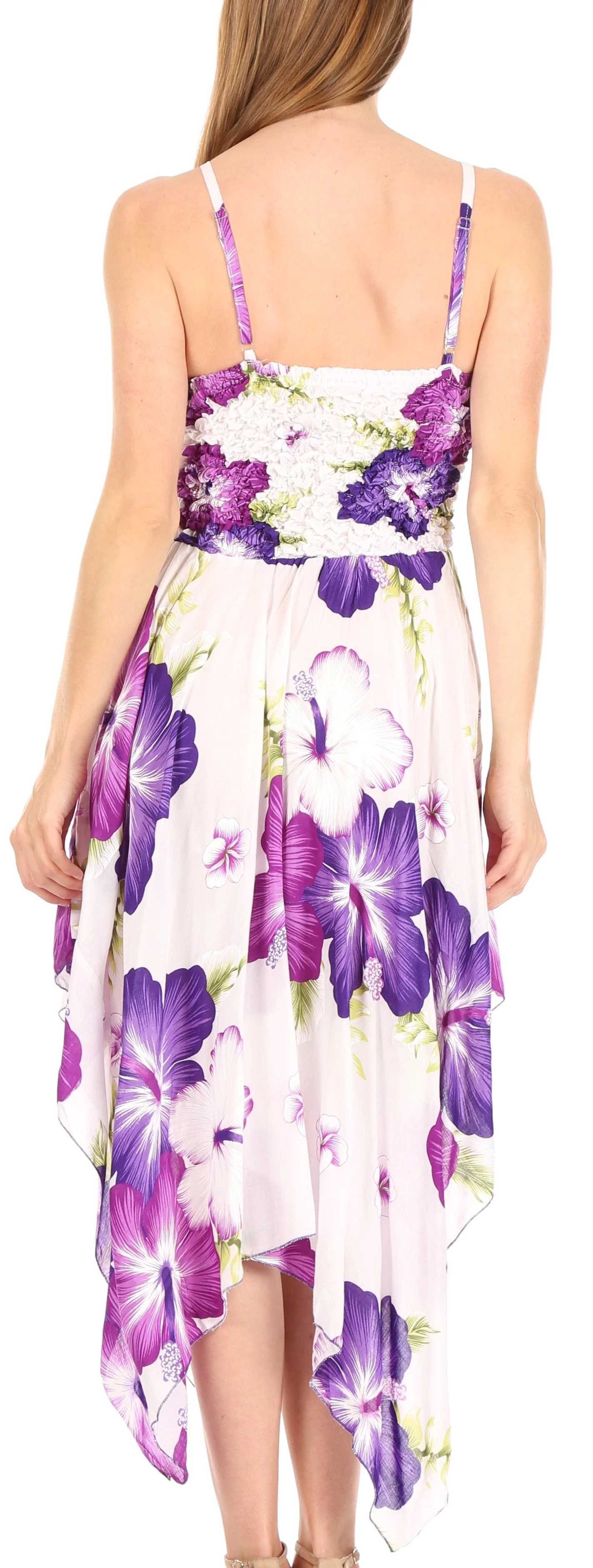 Sakkas Hamisi Women's Tube Spaghetti Strap Floral Print Summer Casual Short Dress - Image 37