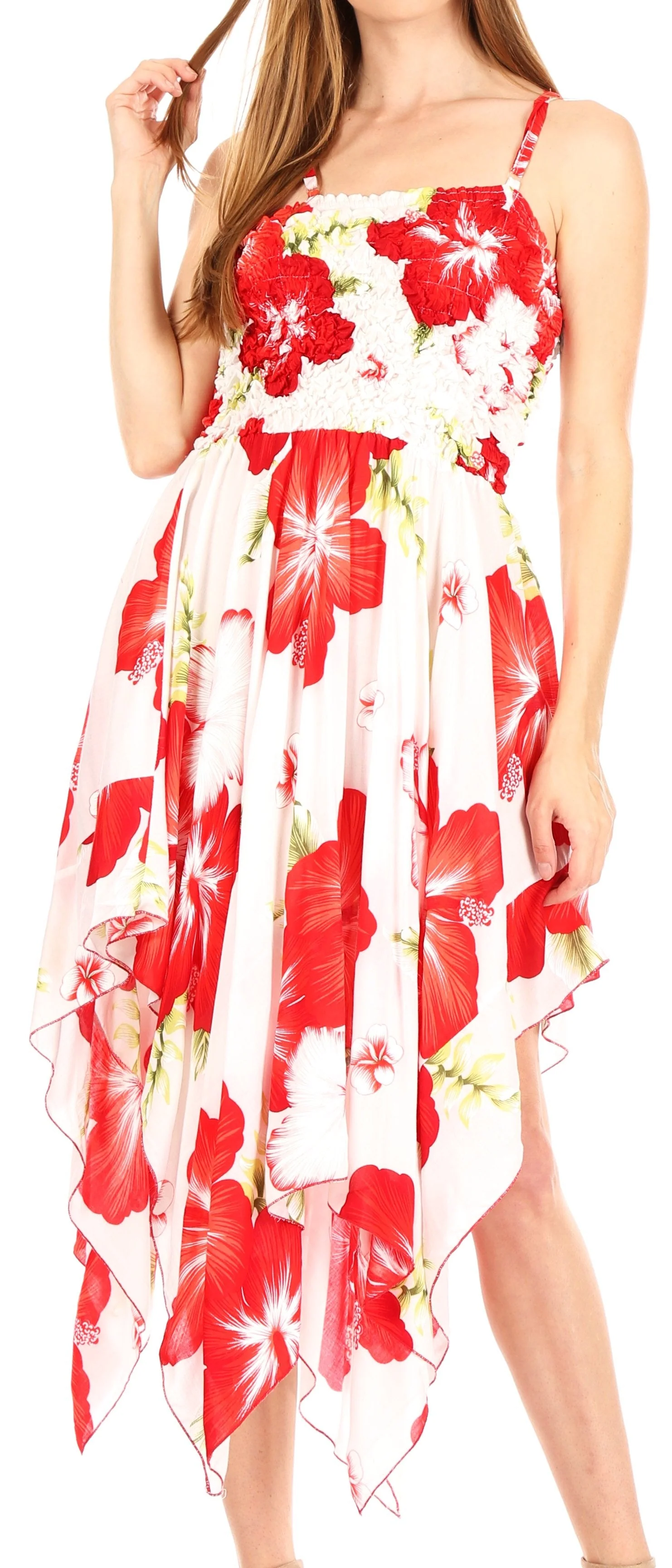 Sakkas Hamisi Women's Tube Spaghetti Strap Floral Print Summer Casual Short Dress - Image 41