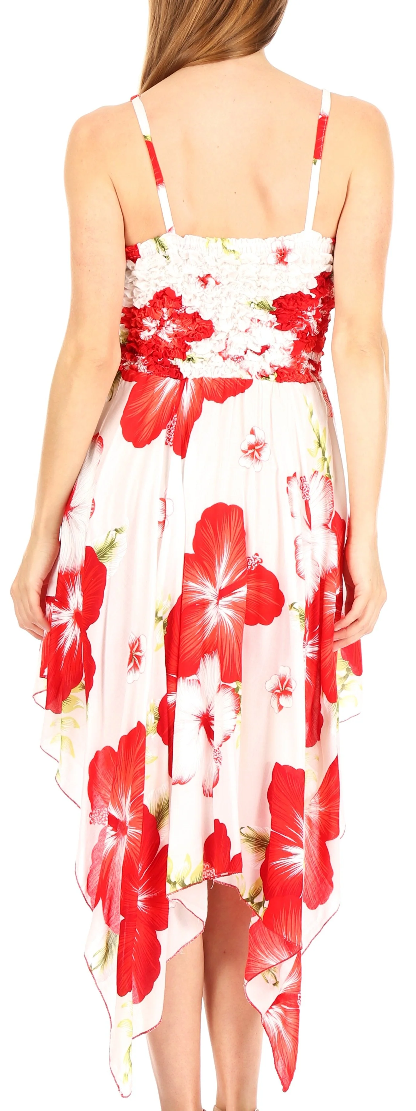 Sakkas Hamisi Women's Tube Spaghetti Strap Floral Print Summer Casual Short Dress - Image 42