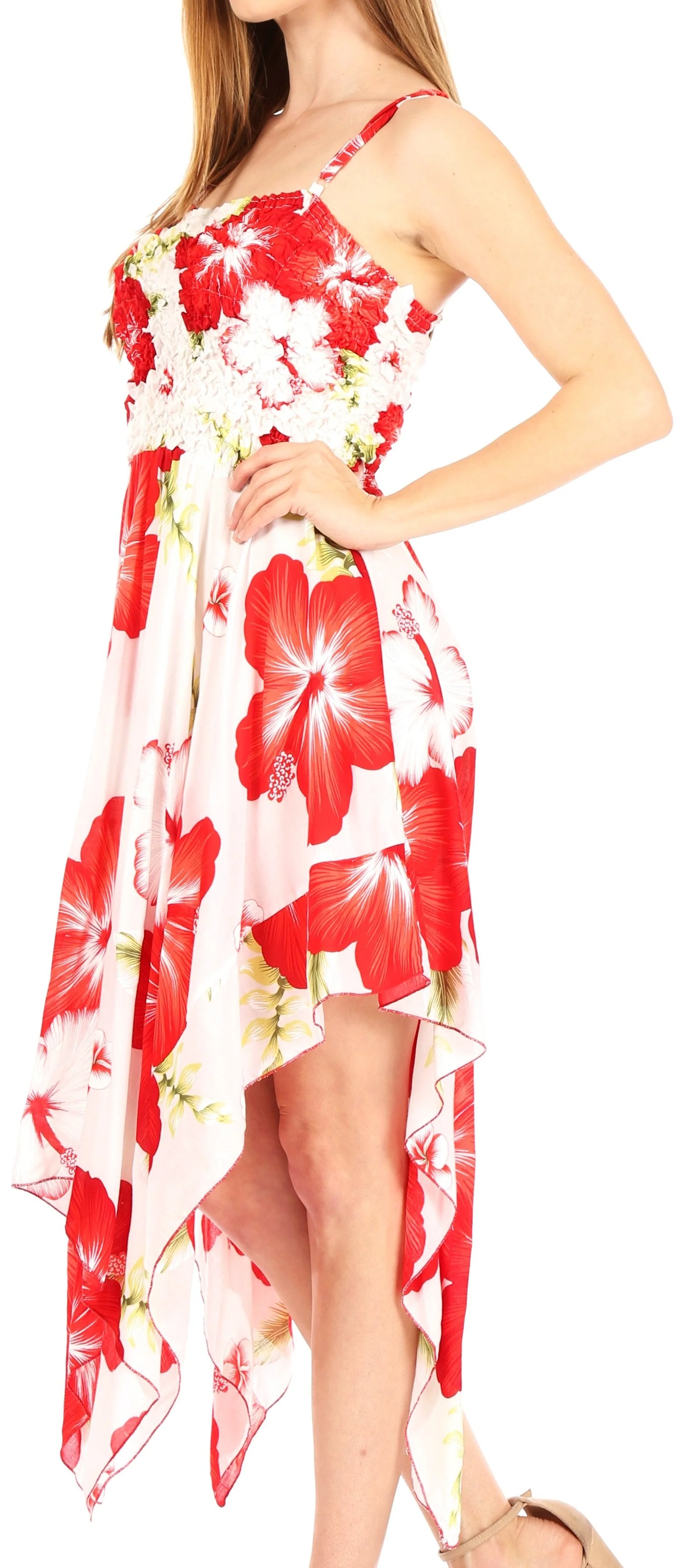 Sakkas Hamisi Women's Tube Spaghetti Strap Floral Print Summer Casual Short Dress - Image 43
