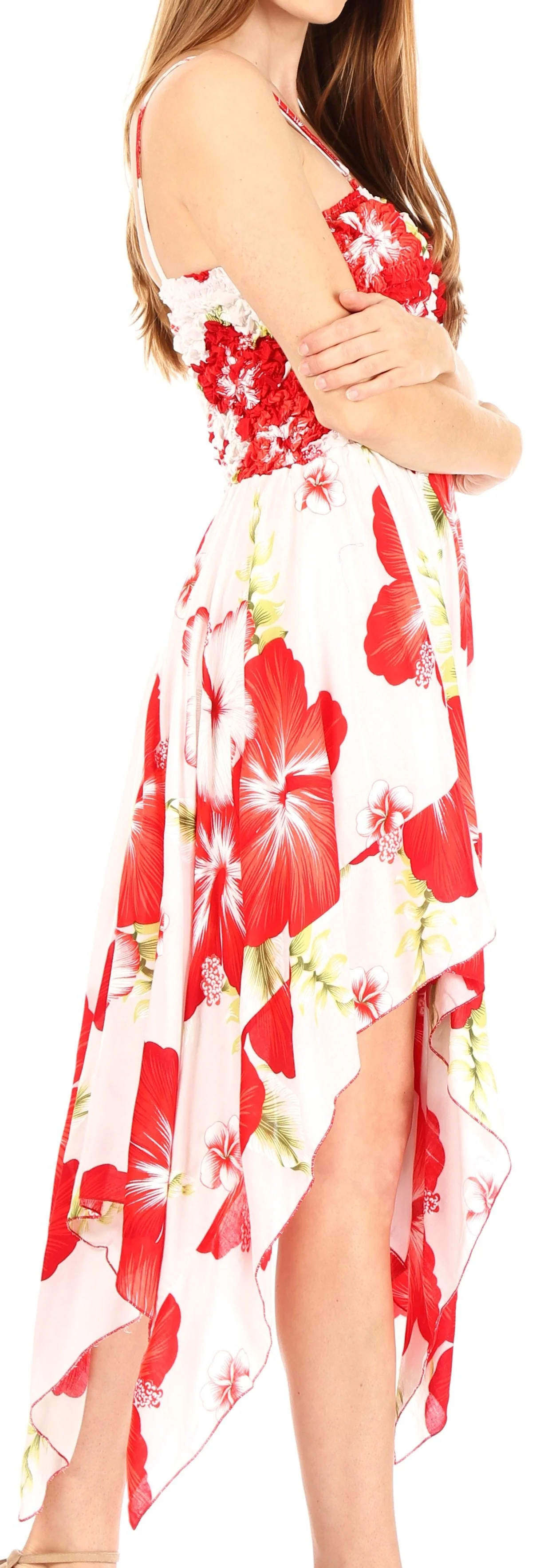 Sakkas Hamisi Women's Tube Spaghetti Strap Floral Print Summer Casual Short Dress - Image 44