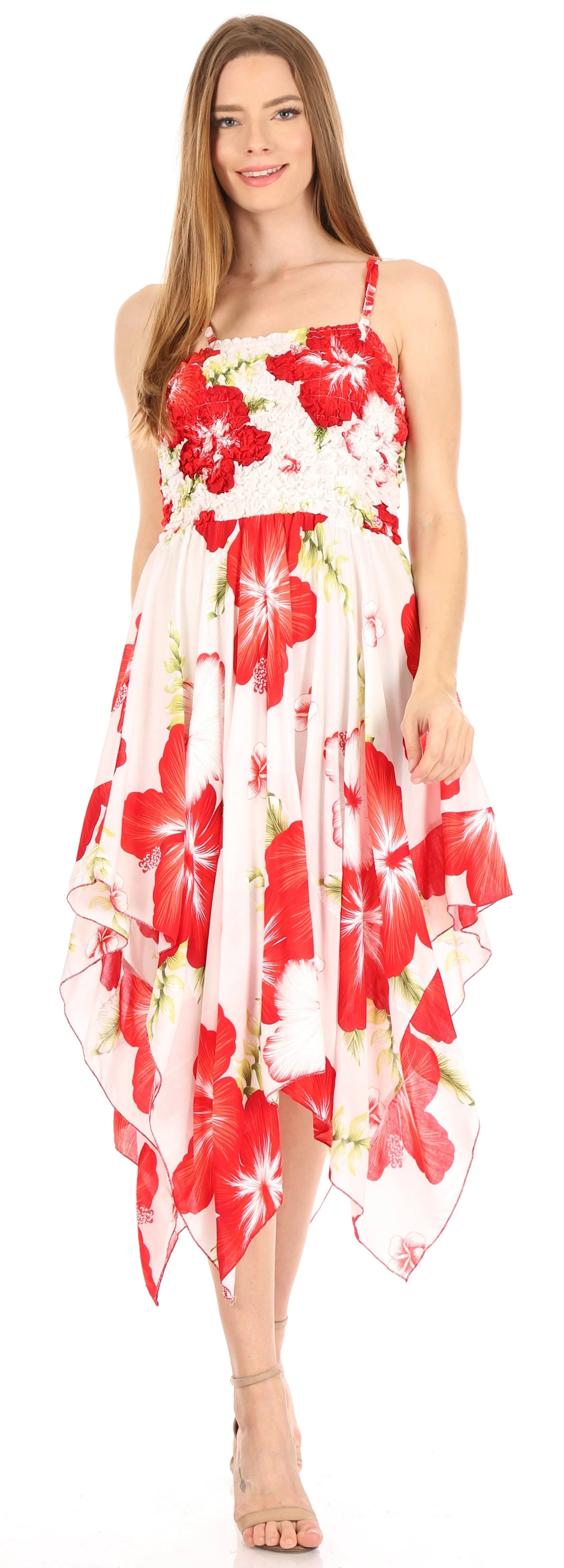 Sakkas Hamisi Women's Tube Spaghetti Strap Floral Print Summer Casual Short Dress - Image 45