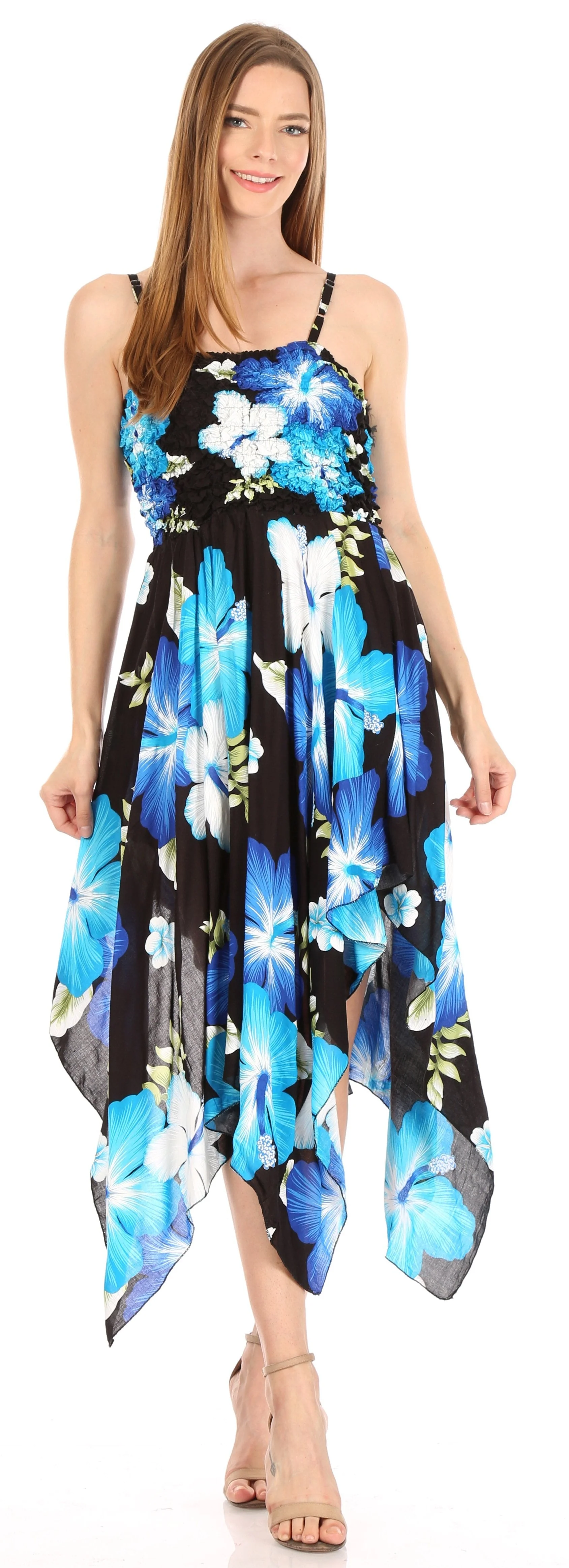 Sakkas Hamisi Women's Tube Spaghetti Strap Floral Print Summer Casual Short Dress - Image 5