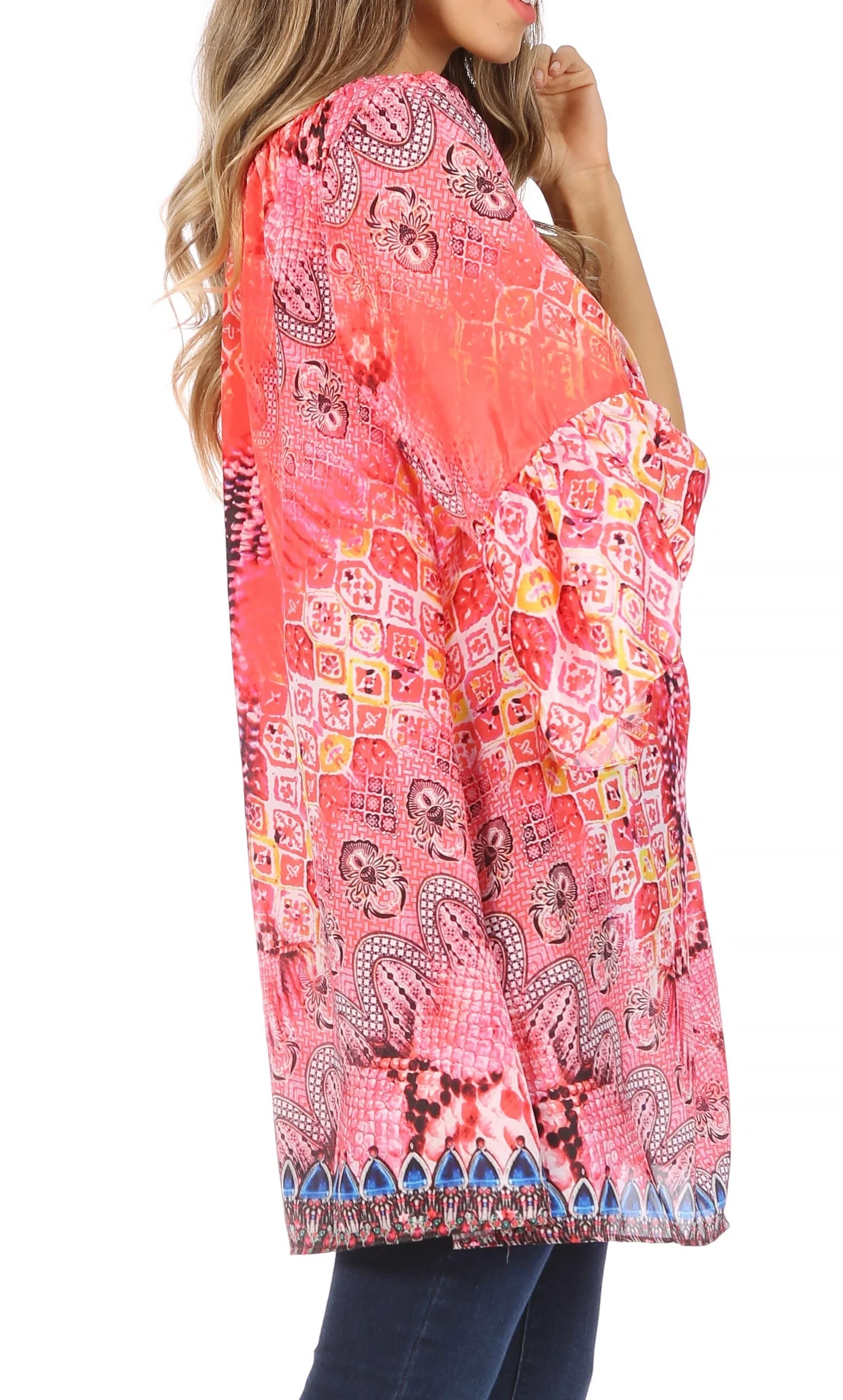Sakkas Inna Colorful Shift Dress Tunic with Bell Ruffled Sleeves & Rhinestones - Image 19