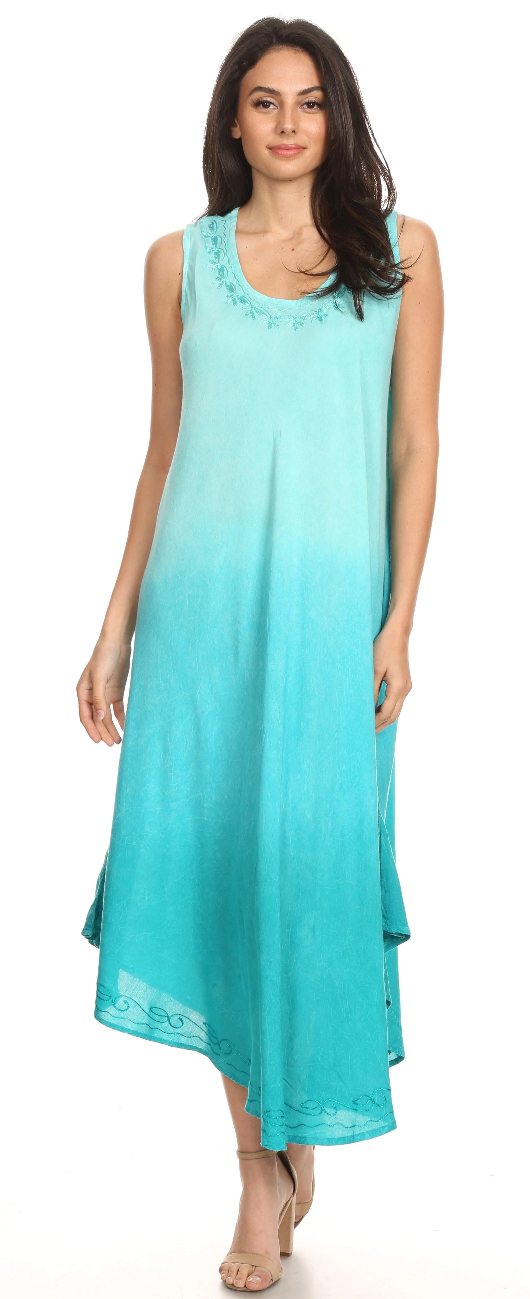 Sakkas Irene Women's Casual Tie-dye Maxi Summer Sleeveless Loose Fit Tank Dress - Image 100