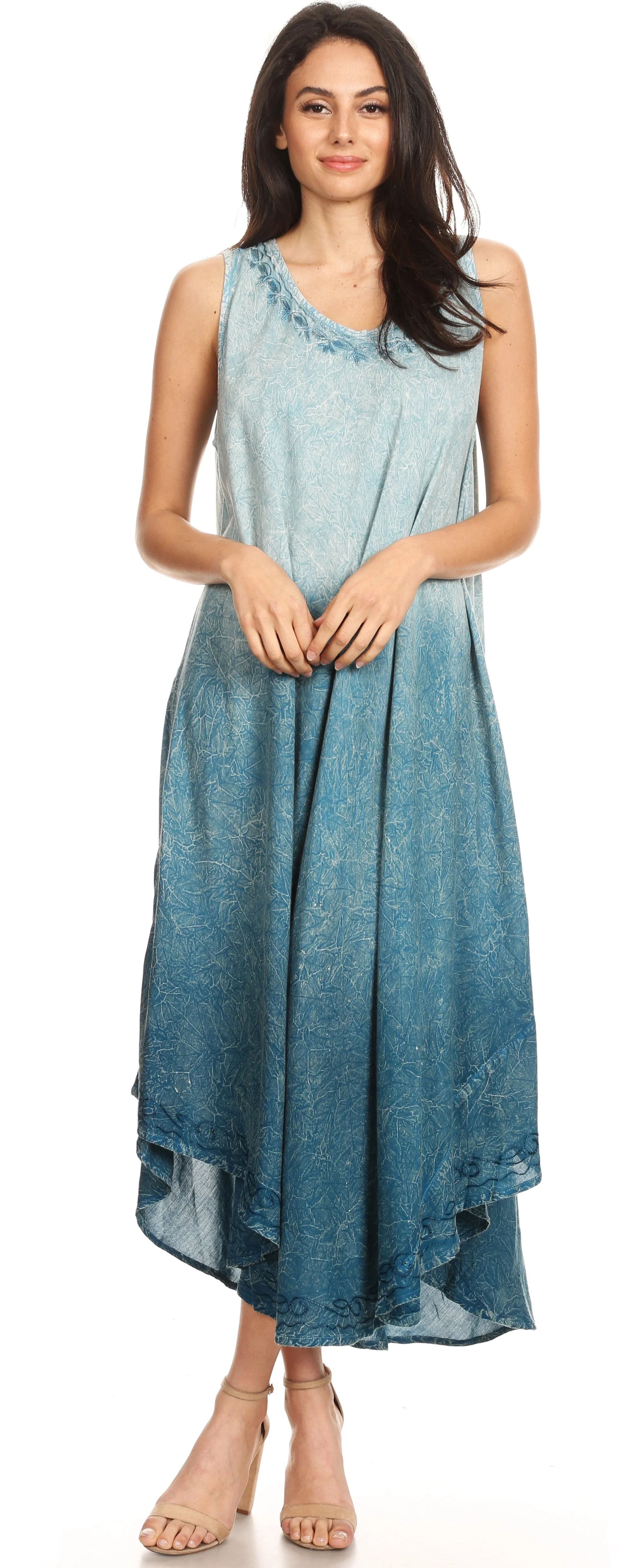 Sakkas Irene Women's Casual Tie-dye Maxi Summer Sleeveless Loose Fit Tank Dress - Image 105
