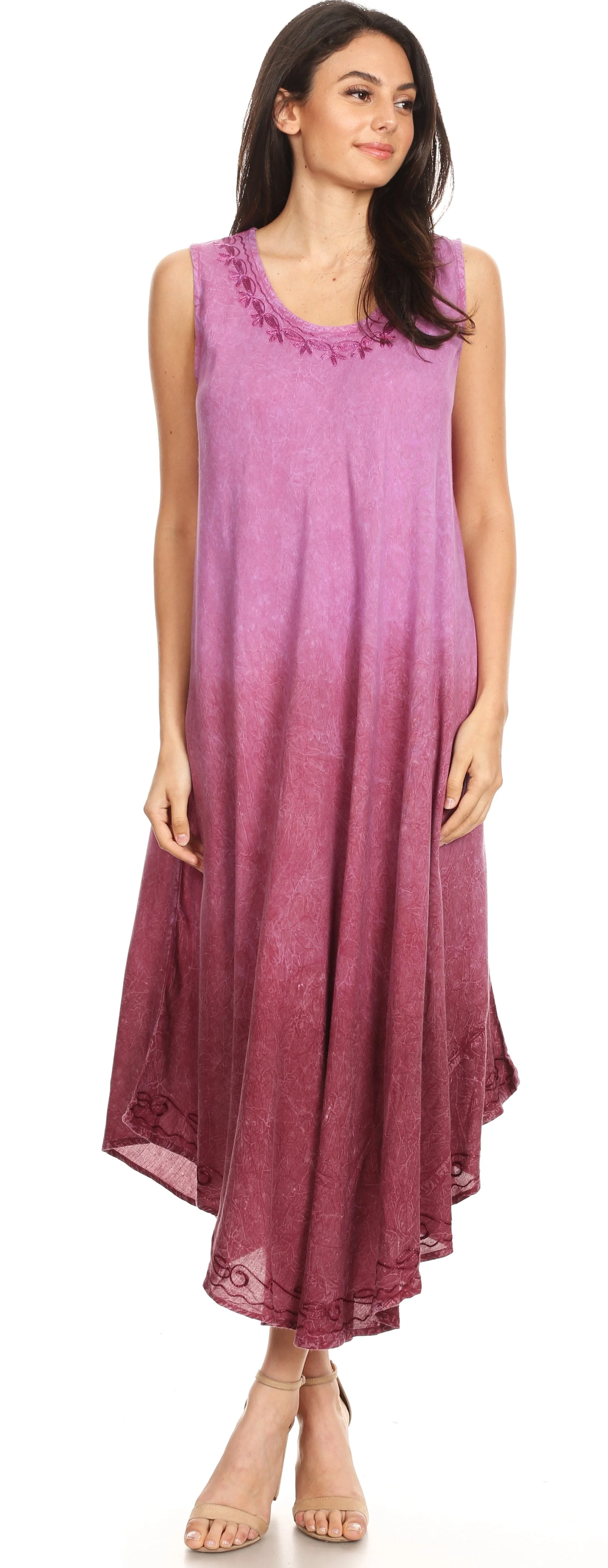 Sakkas Irene Women's Casual Tie-dye Maxi Summer Sleeveless Loose Fit Tank Dress - Image 110