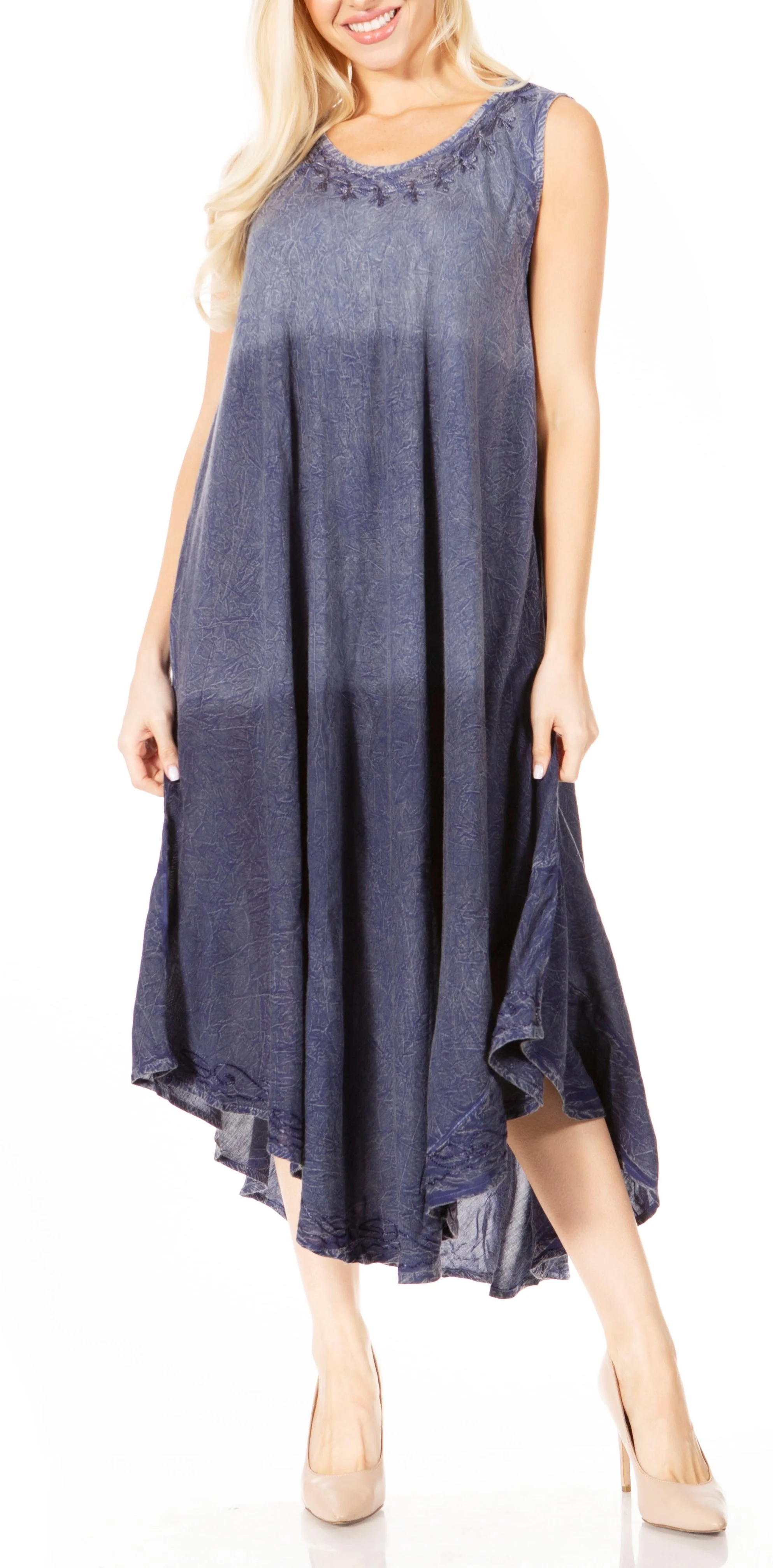 Sakkas Irene Women's Casual Tie-dye Maxi Summer Sleeveless Loose Fit Tank Dress - Image 111