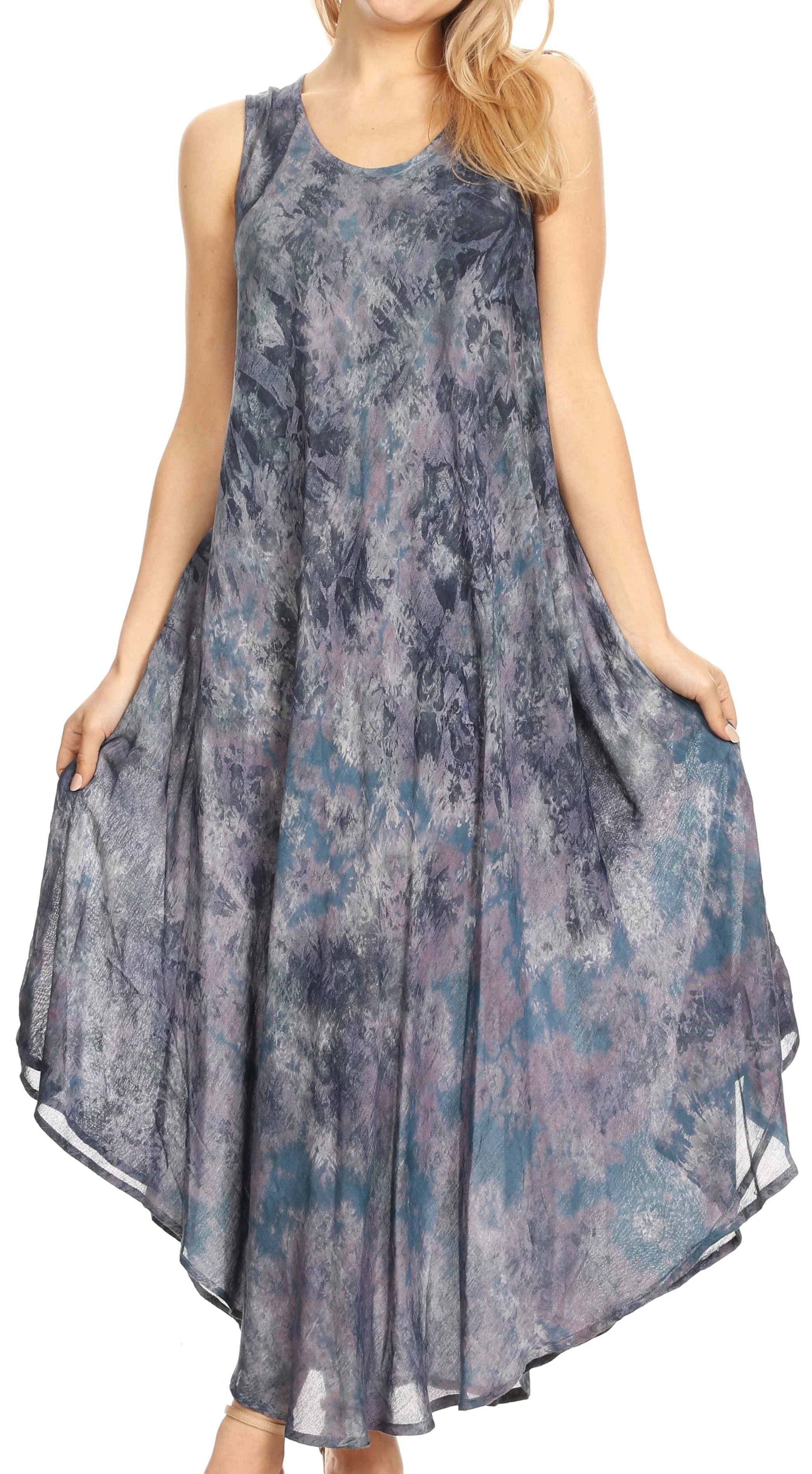 Sakkas Irene Women's Casual Tie-dye Maxi Summer Sleeveless Loose Fit Tank Dress - Image 31