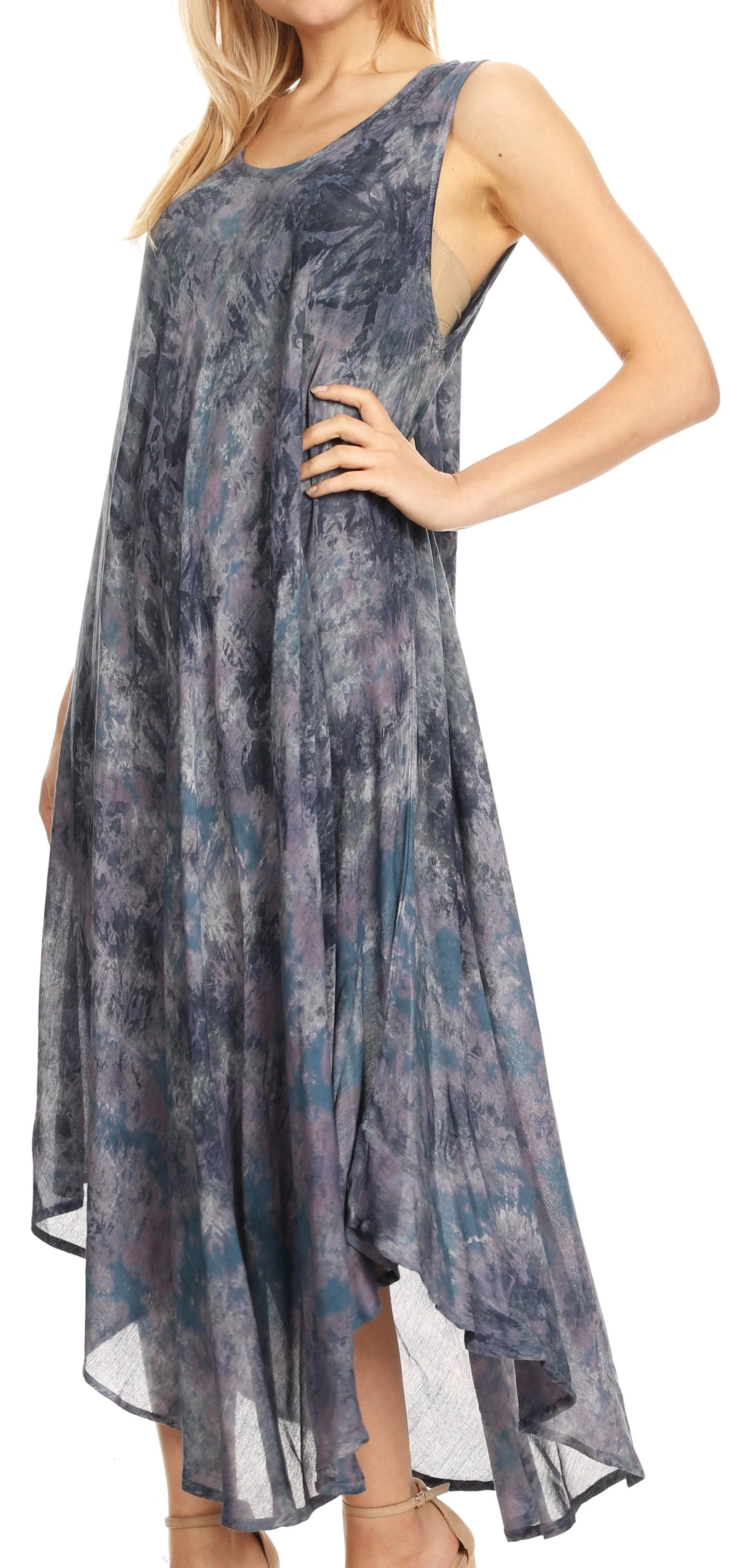Sakkas Irene Women's Casual Tie-dye Maxi Summer Sleeveless Loose Fit Tank Dress - Image 34