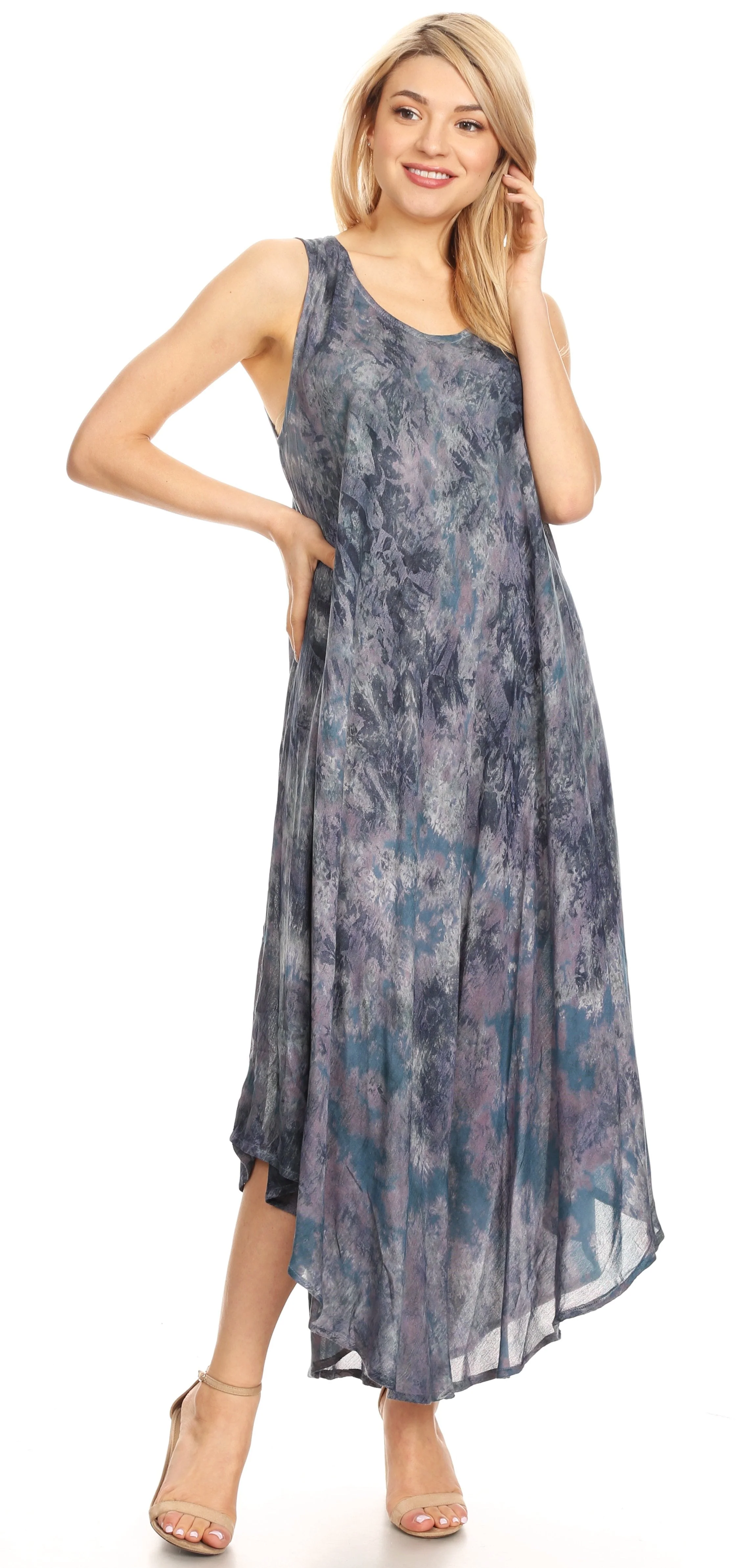 Sakkas Irene Women's Casual Tie-dye Maxi Summer Sleeveless Loose Fit Tank Dress - Image 35