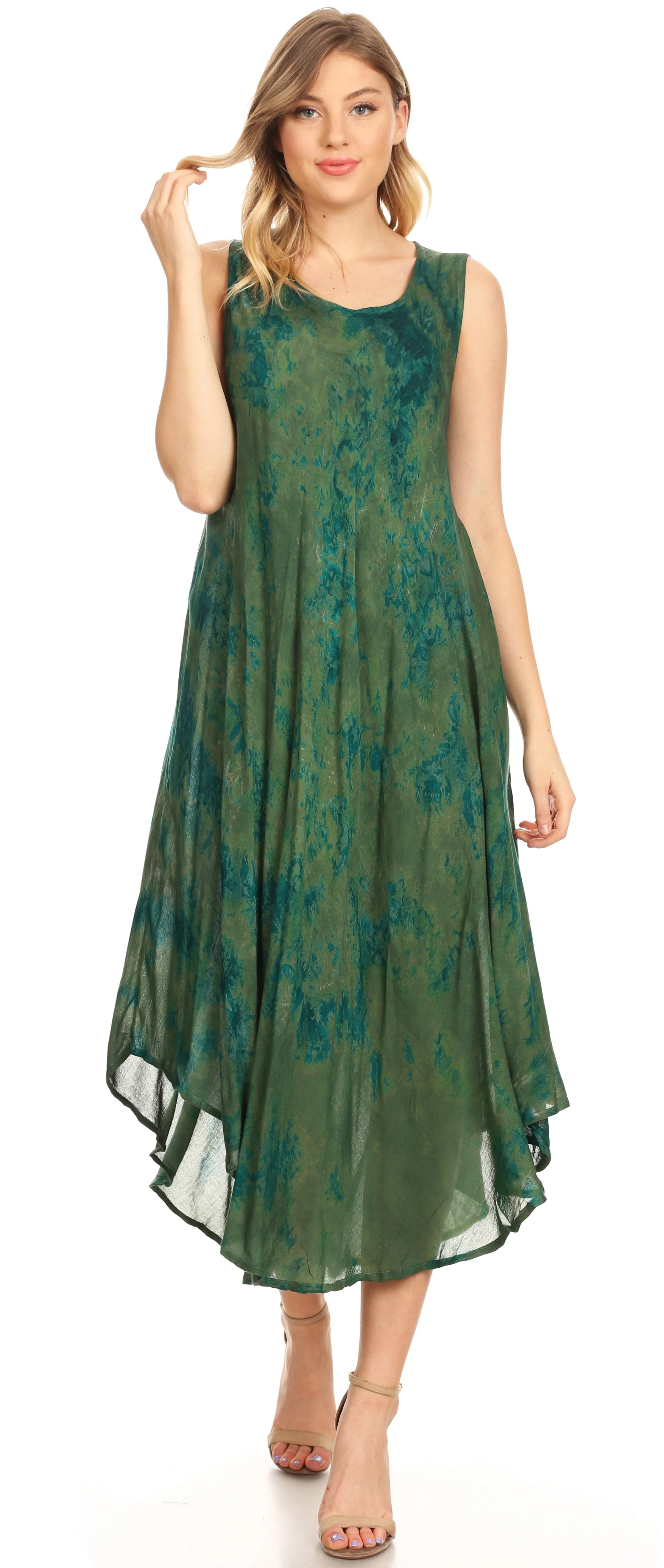 Sakkas Irene Women's Casual Tie-dye Maxi Summer Sleeveless Loose Fit Tank Dress - Image 40