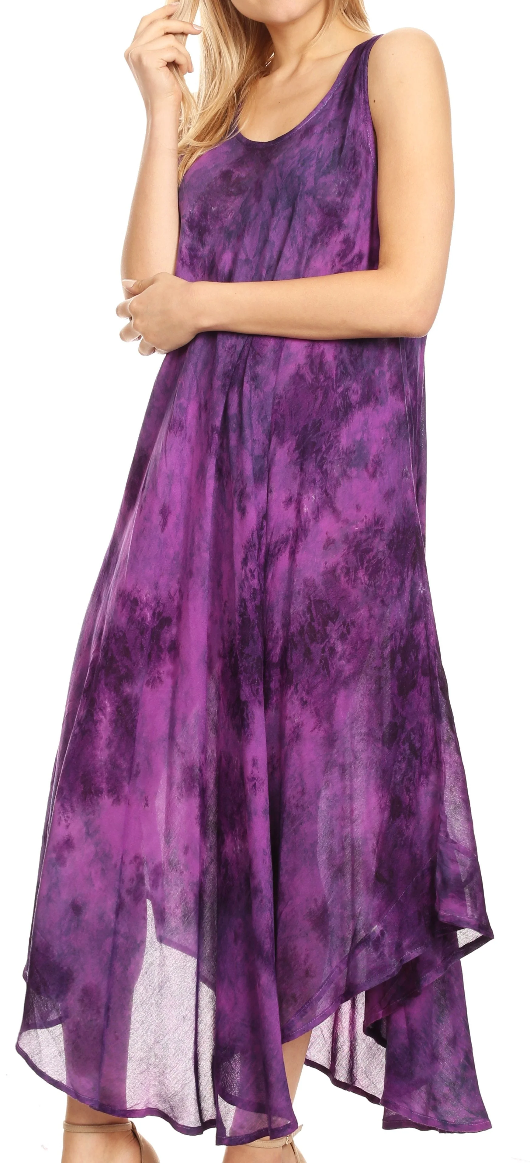 Sakkas Irene Women's Casual Tie-dye Maxi Summer Sleeveless Loose Fit Tank Dress - Image 49