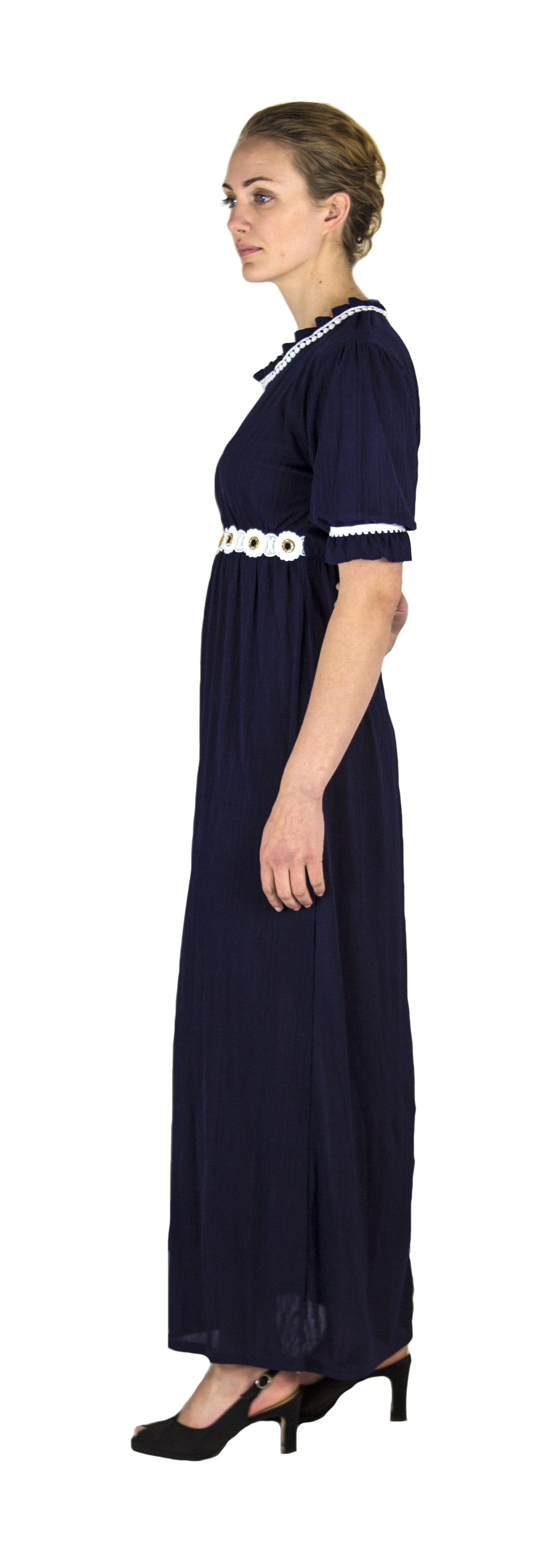 Sakkas Isabis Womens Casual Long  Lace Modest Dress with Short Sleeves Stretchy - Image 10