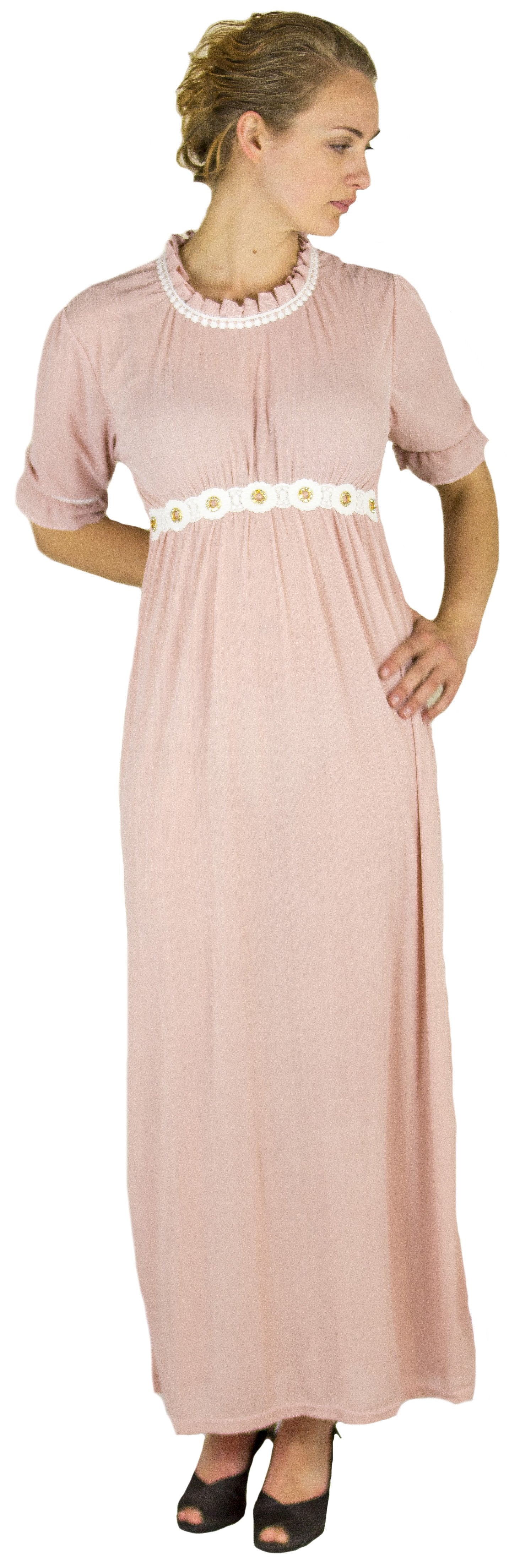 Sakkas Isabis Womens Casual Long  Lace Modest Dress with Short Sleeves Stretchy - Image 14