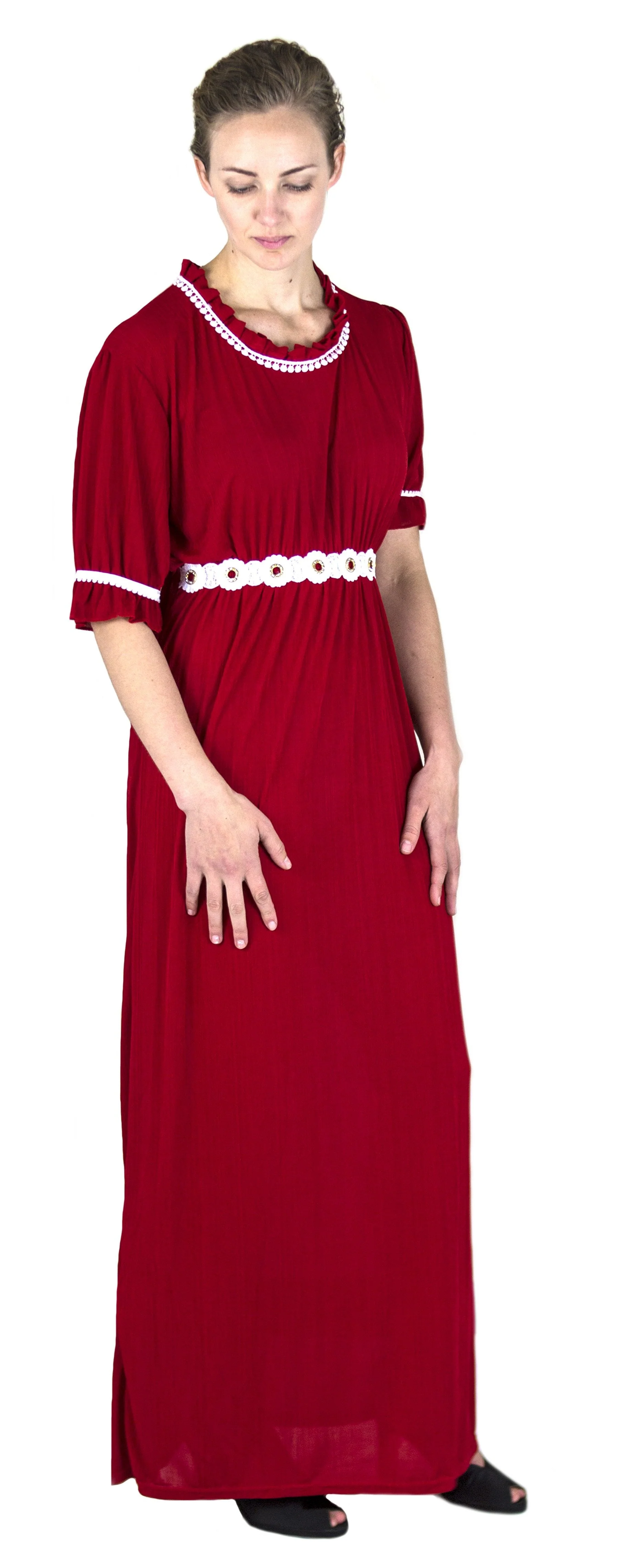 Sakkas Isabis Womens Casual Long  Lace Modest Dress with Short Sleeves Stretchy - Image 20