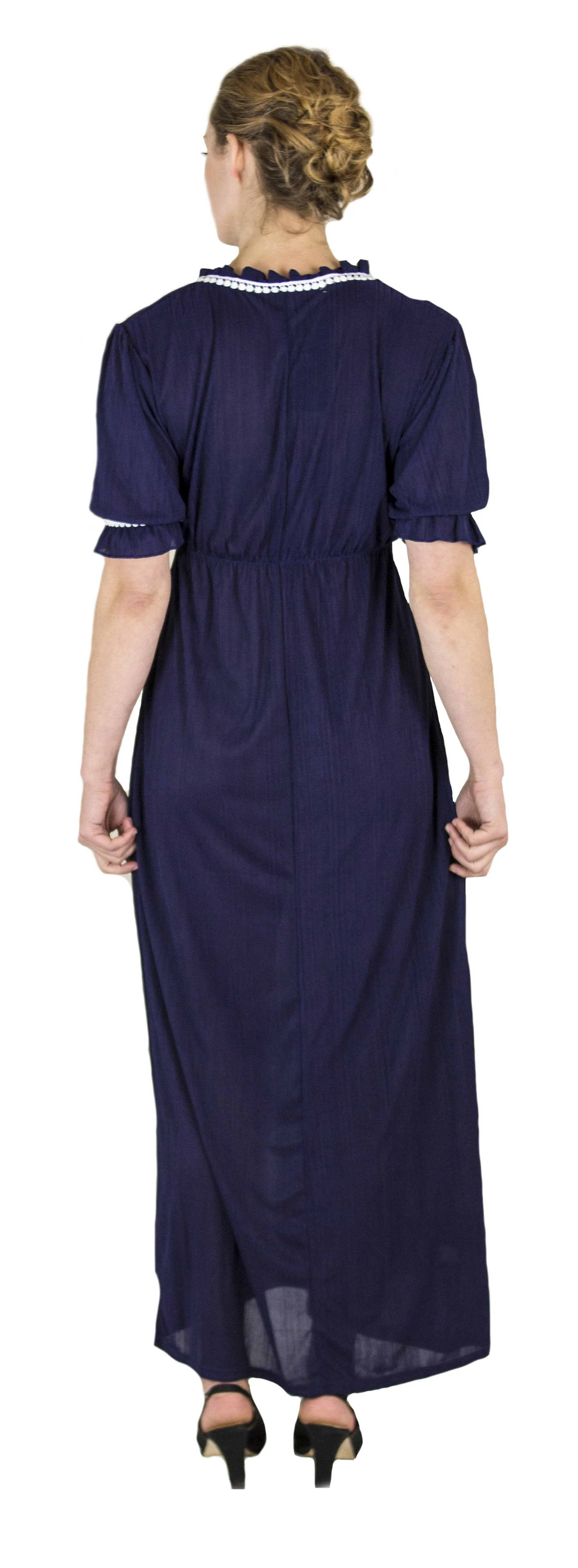 Sakkas Isabis Womens Casual Long  Lace Modest Dress with Short Sleeves Stretchy - Image 7