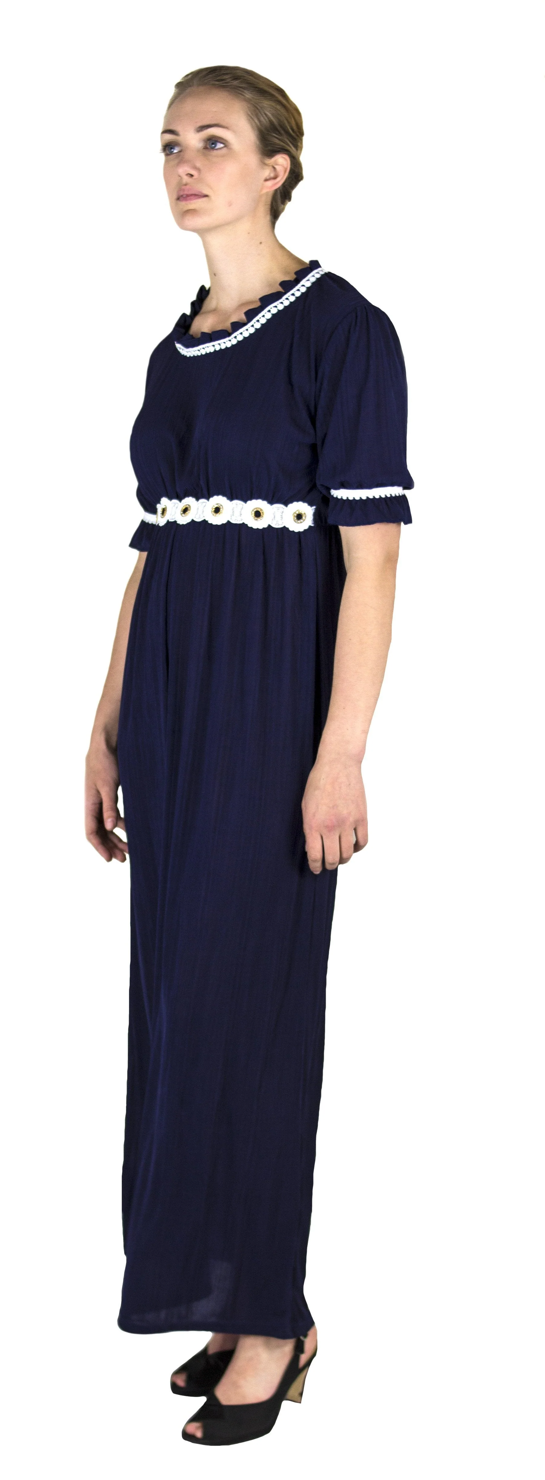 Sakkas Isabis Womens Casual Long  Lace Modest Dress with Short Sleeves Stretchy - Image 8