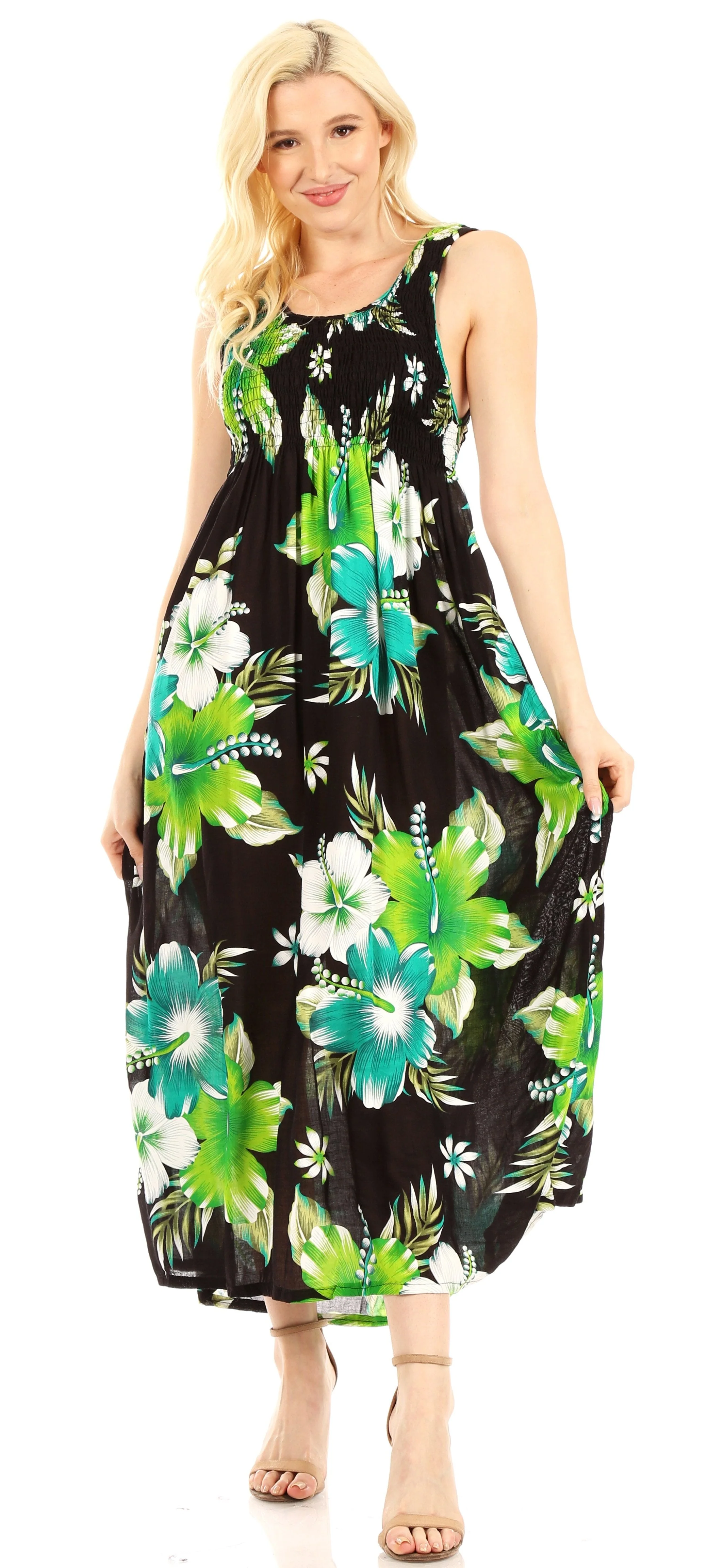Sakkas Iyabo Women's Sleeveless Casual Summer Floral Print Dress Maxi Long Stretch - Image 10