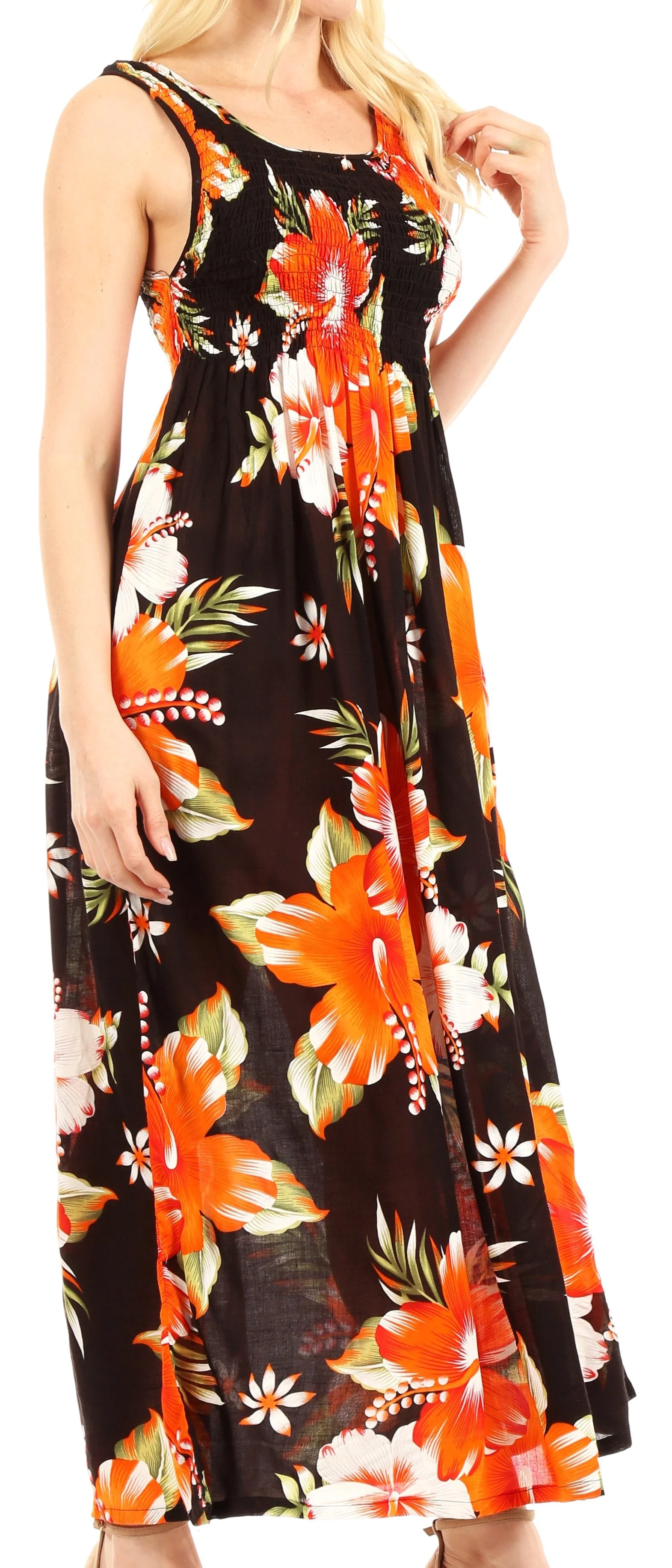 Sakkas Iyabo Women's Sleeveless Casual Summer Floral Print Dress Maxi Long Stretch - Image 14