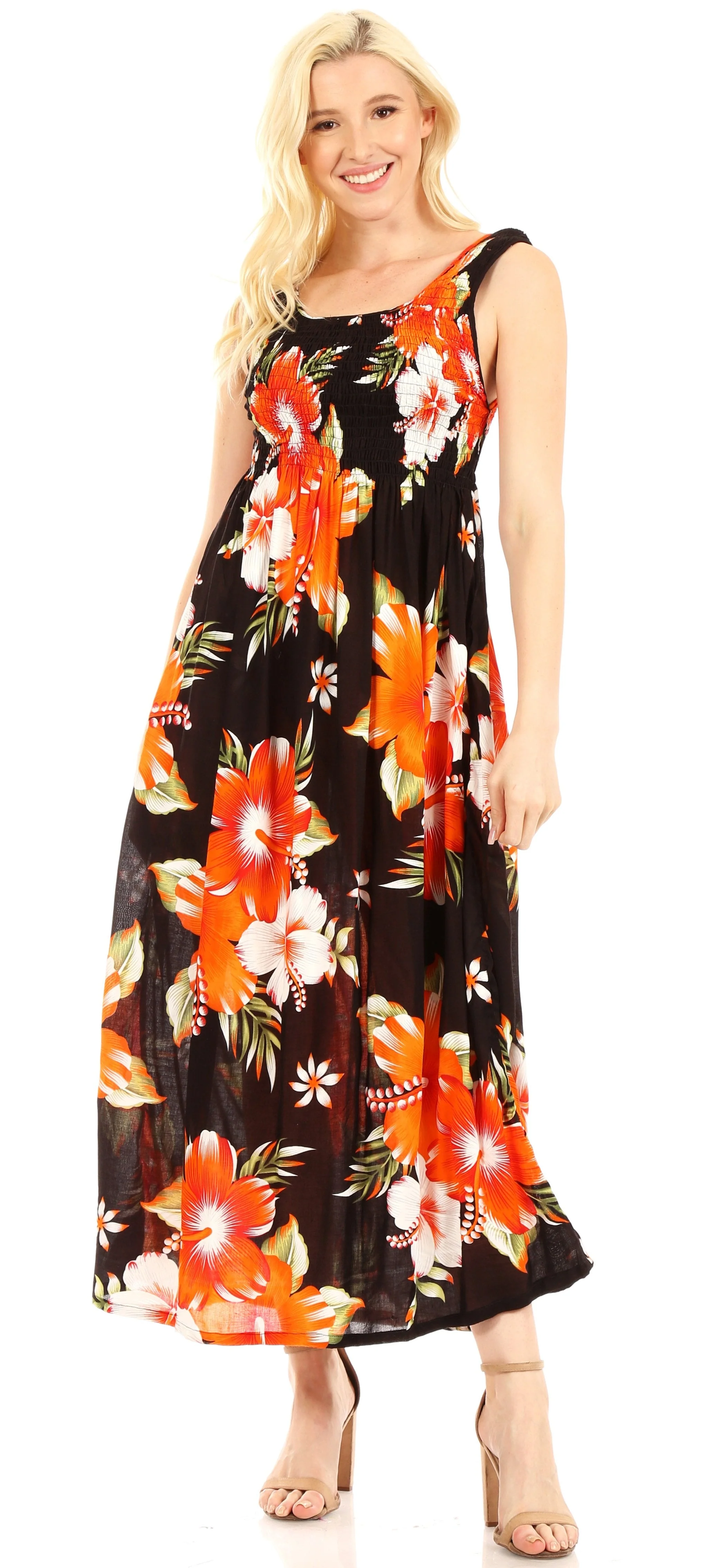 Sakkas Iyabo Women's Sleeveless Casual Summer Floral Print Dress Maxi Long Stretch - Image 15