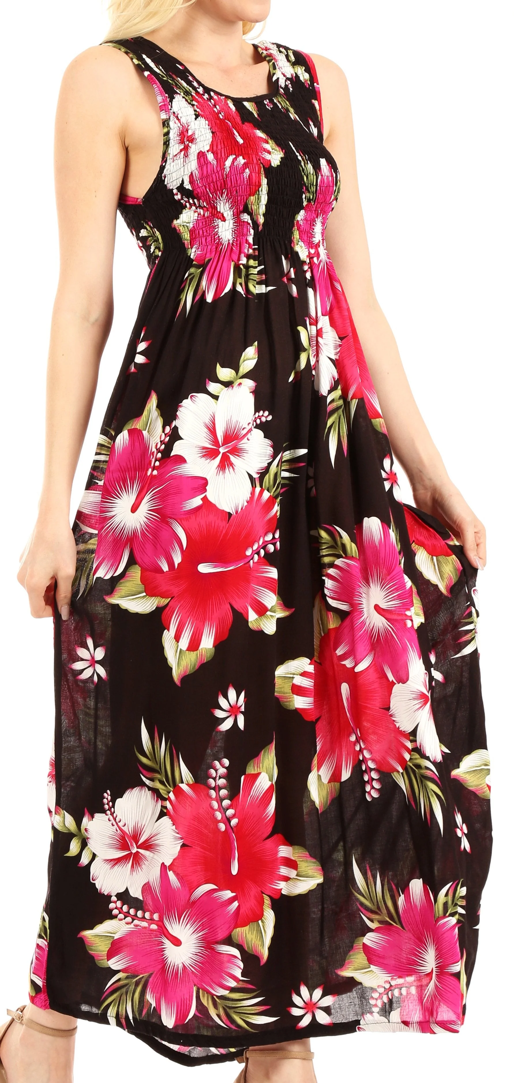 Sakkas Iyabo Women's Sleeveless Casual Summer Floral Print Dress Maxi Long Stretch - Image 18