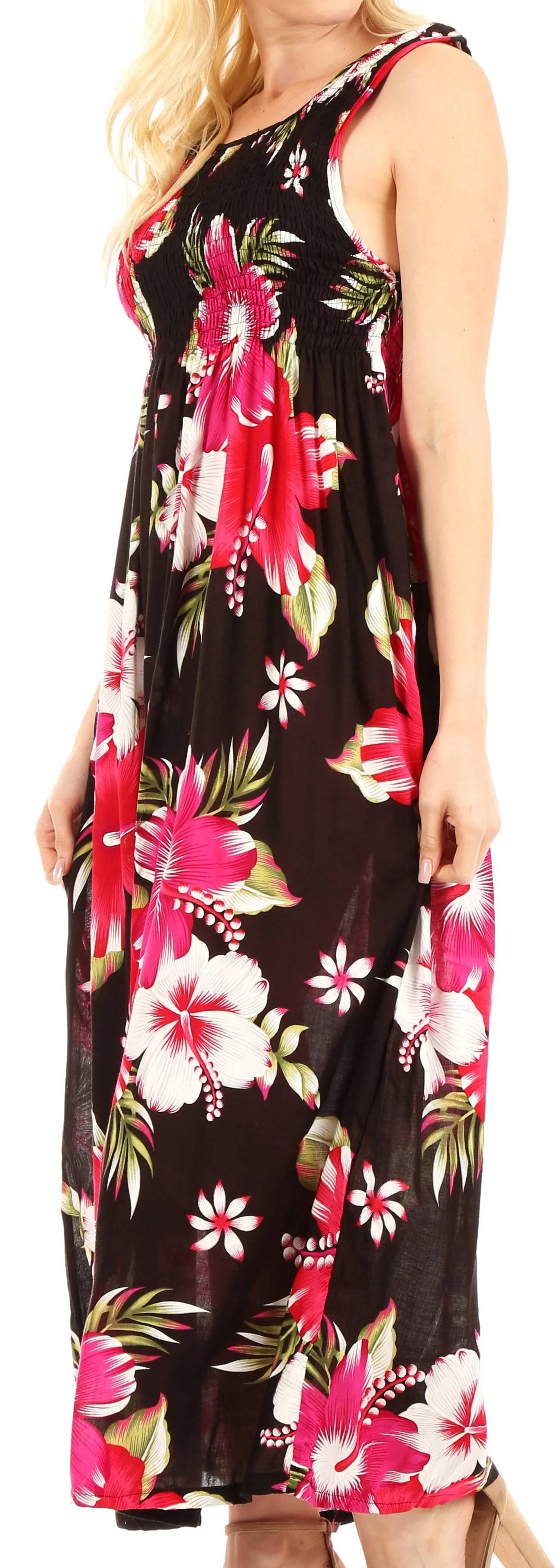Sakkas Iyabo Women's Sleeveless Casual Summer Floral Print Dress Maxi Long Stretch - Image 19