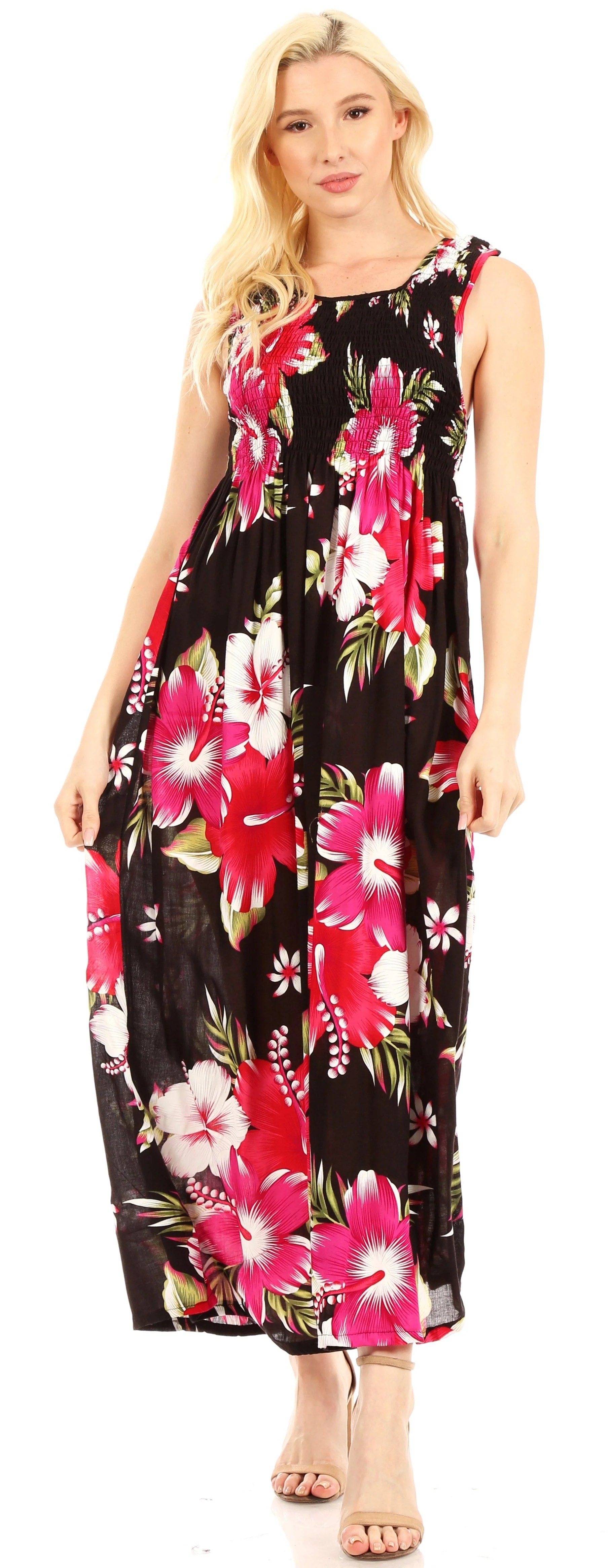 Sakkas Iyabo Women's Sleeveless Casual Summer Floral Print Dress Maxi Long Stretch - Image 20