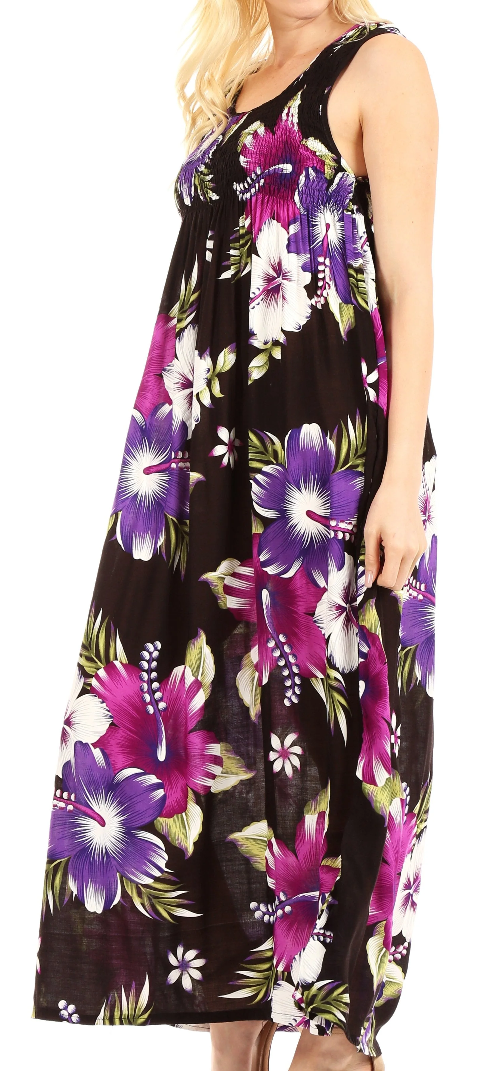Sakkas Iyabo Women's Sleeveless Casual Summer Floral Print Dress Maxi Long Stretch - Image 23