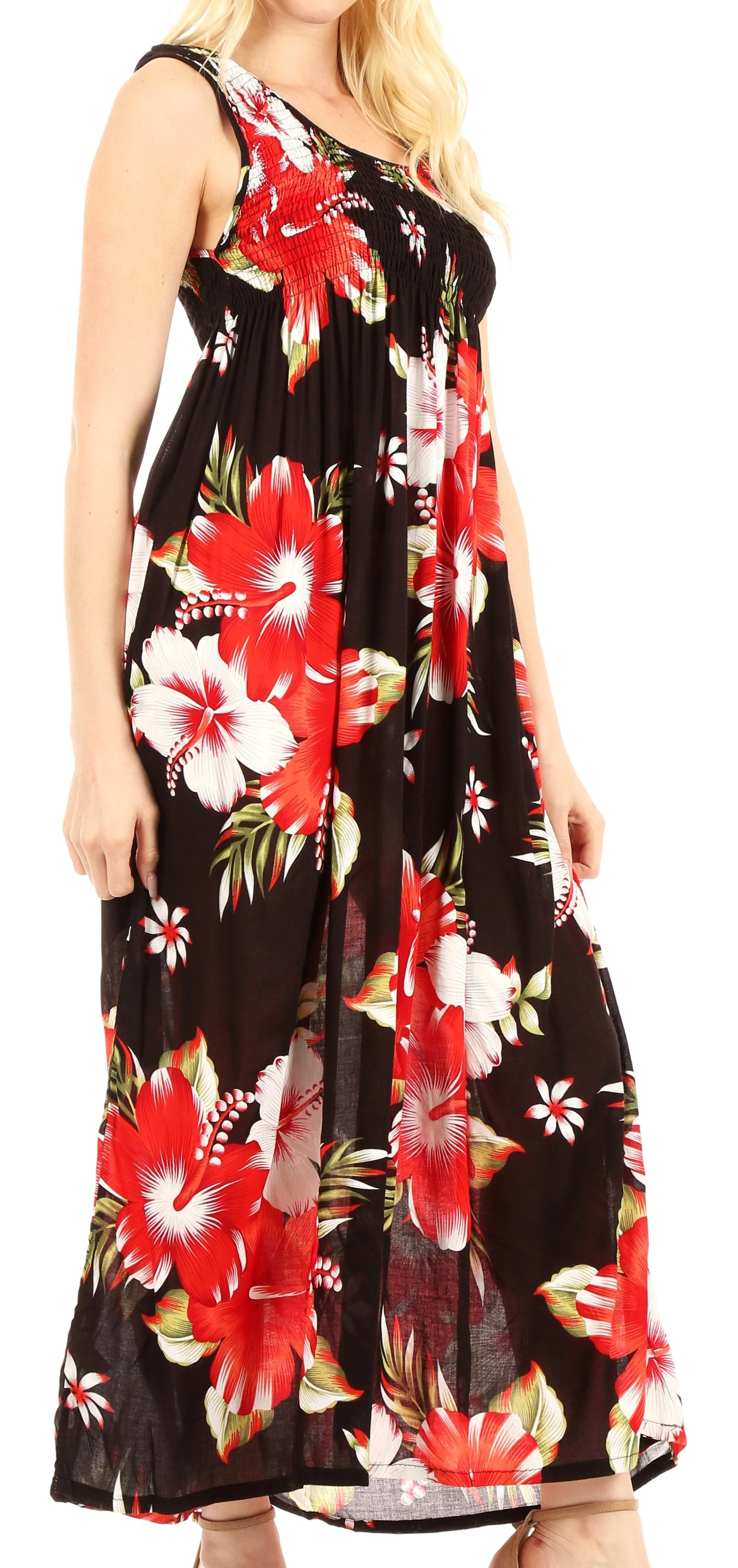 Sakkas Iyabo Women's Sleeveless Casual Summer Floral Print Dress Maxi Long Stretch - Image 29