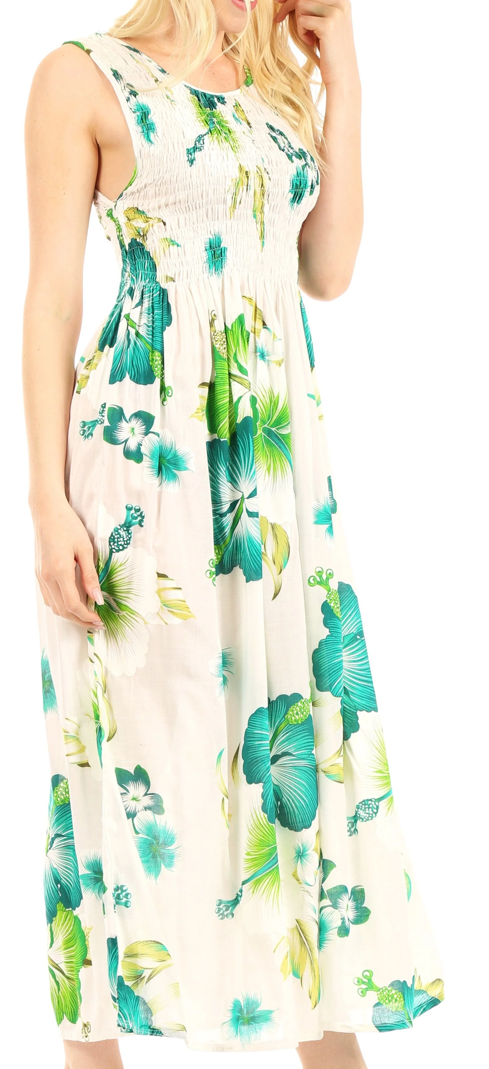 Sakkas Iyabo Women's Sleeveless Casual Summer Floral Print Dress Maxi Long Stretch - Image 38