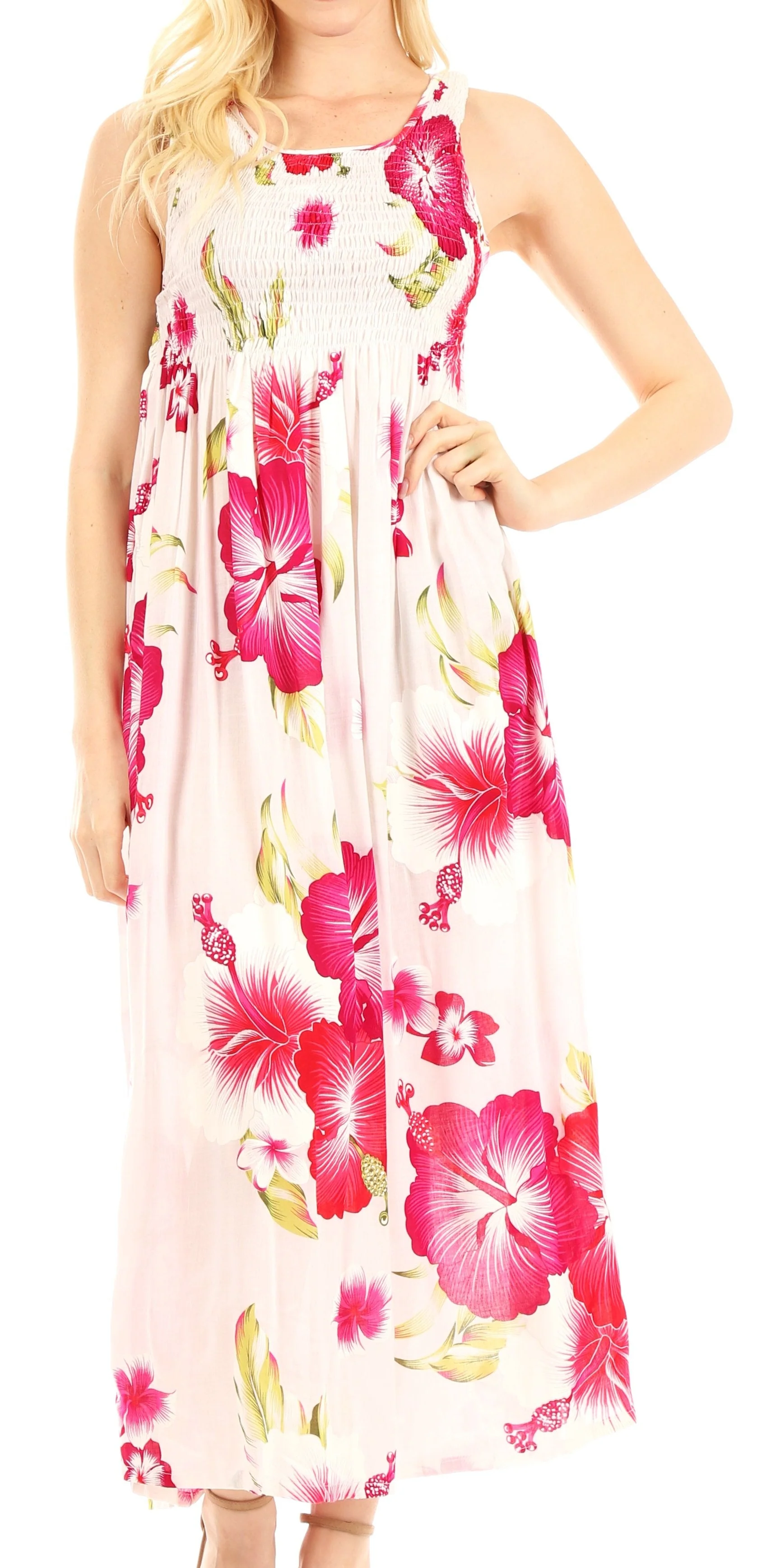 Sakkas Iyabo Women's Sleeveless Casual Summer Floral Print Dress Maxi Long Stretch - Image 46