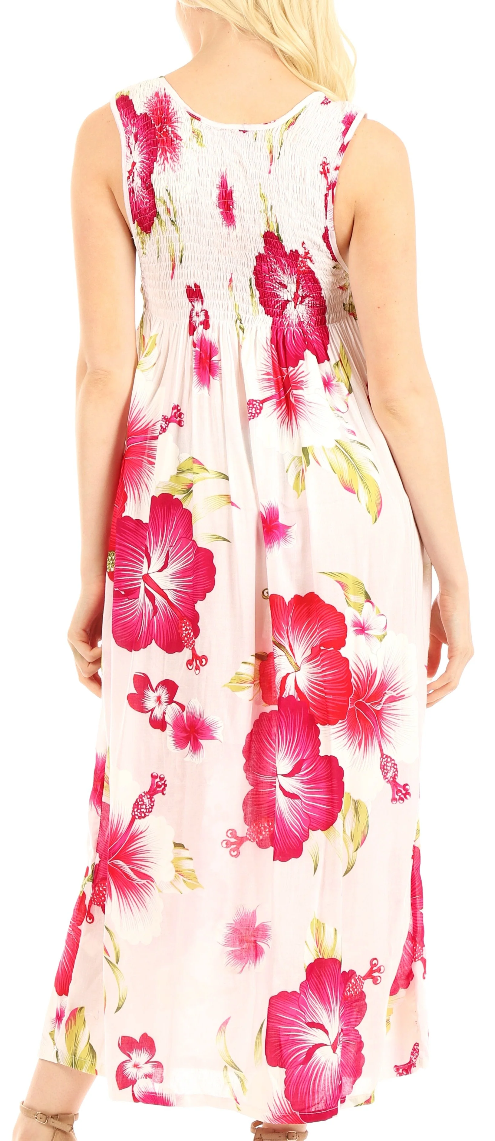 Sakkas Iyabo Women's Sleeveless Casual Summer Floral Print Dress Maxi Long Stretch - Image 47