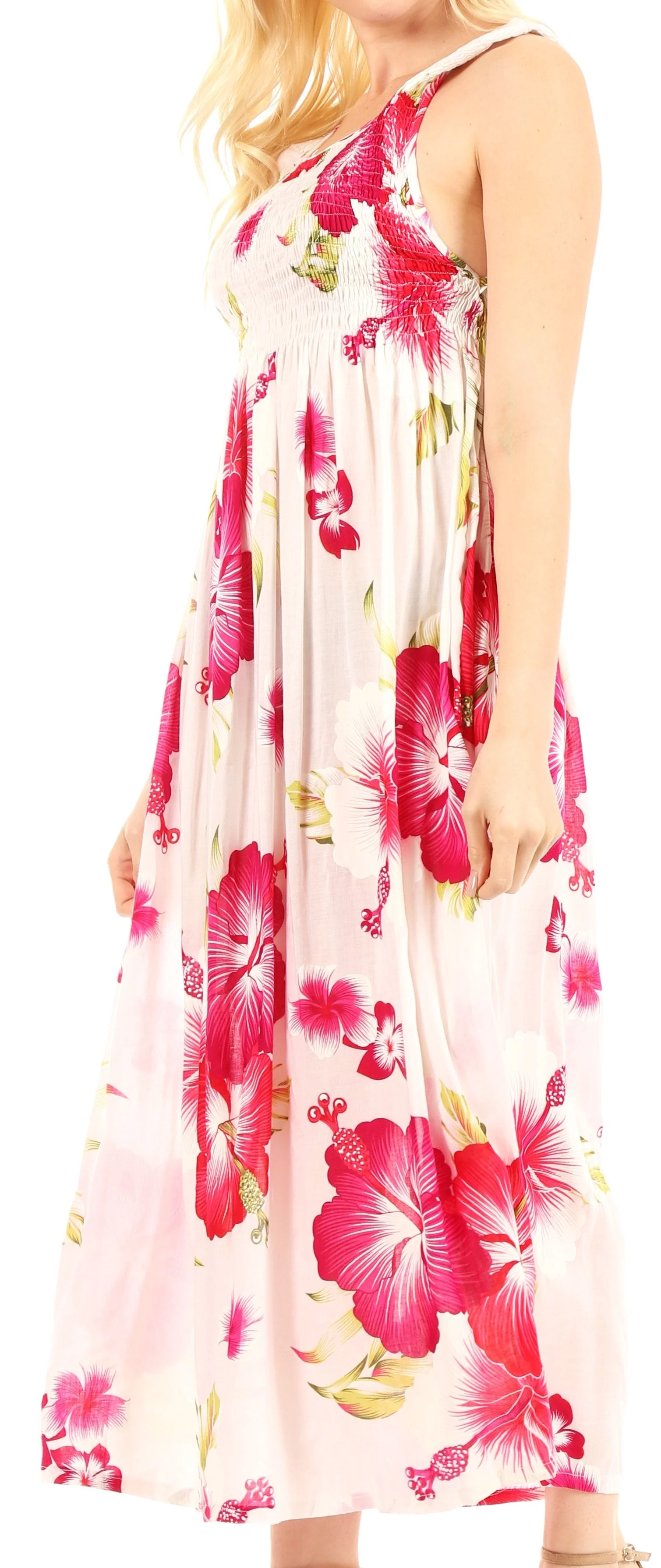 Sakkas Iyabo Women's Sleeveless Casual Summer Floral Print Dress Maxi Long Stretch - Image 48