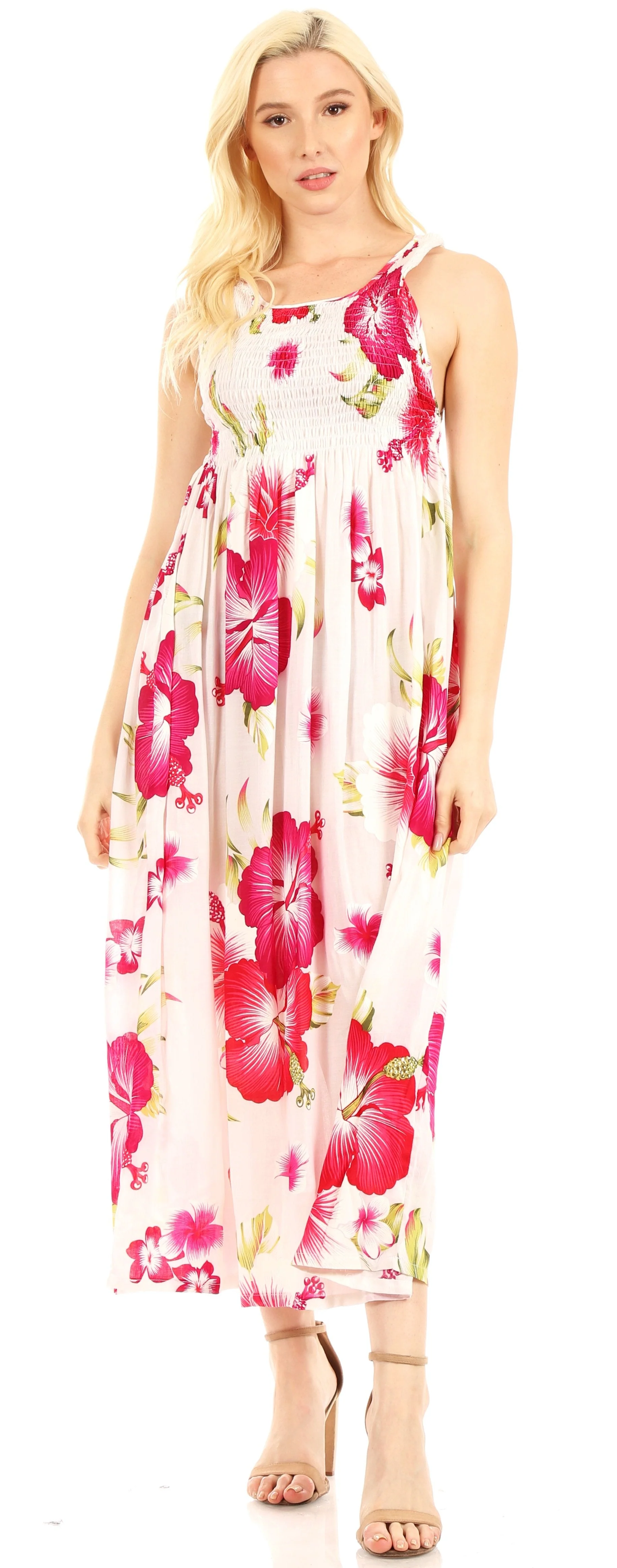 Sakkas Iyabo Women's Sleeveless Casual Summer Floral Print Dress Maxi Long Stretch - Image 50