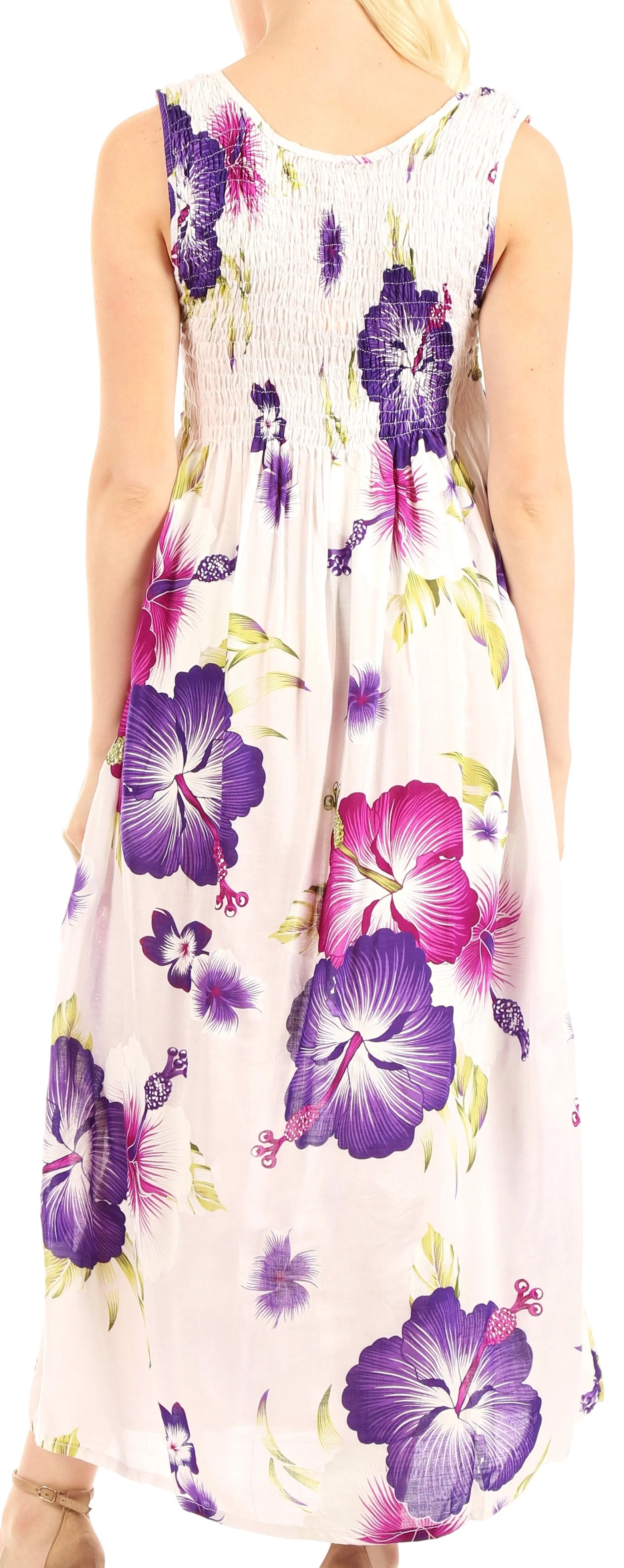 Sakkas Iyabo Women's Sleeveless Casual Summer Floral Print Dress Maxi Long Stretch - Image 52