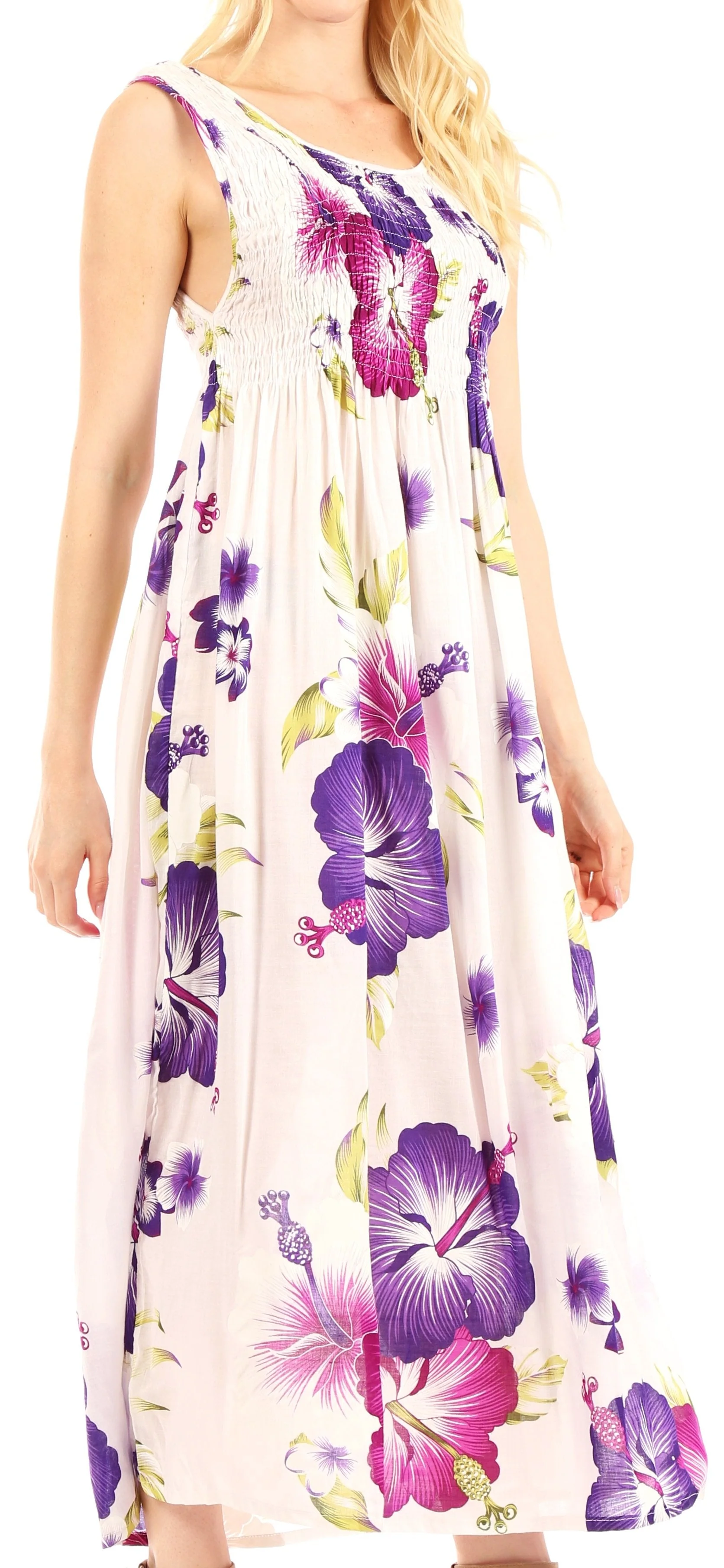 Sakkas Iyabo Women's Sleeveless Casual Summer Floral Print Dress Maxi Long Stretch - Image 54