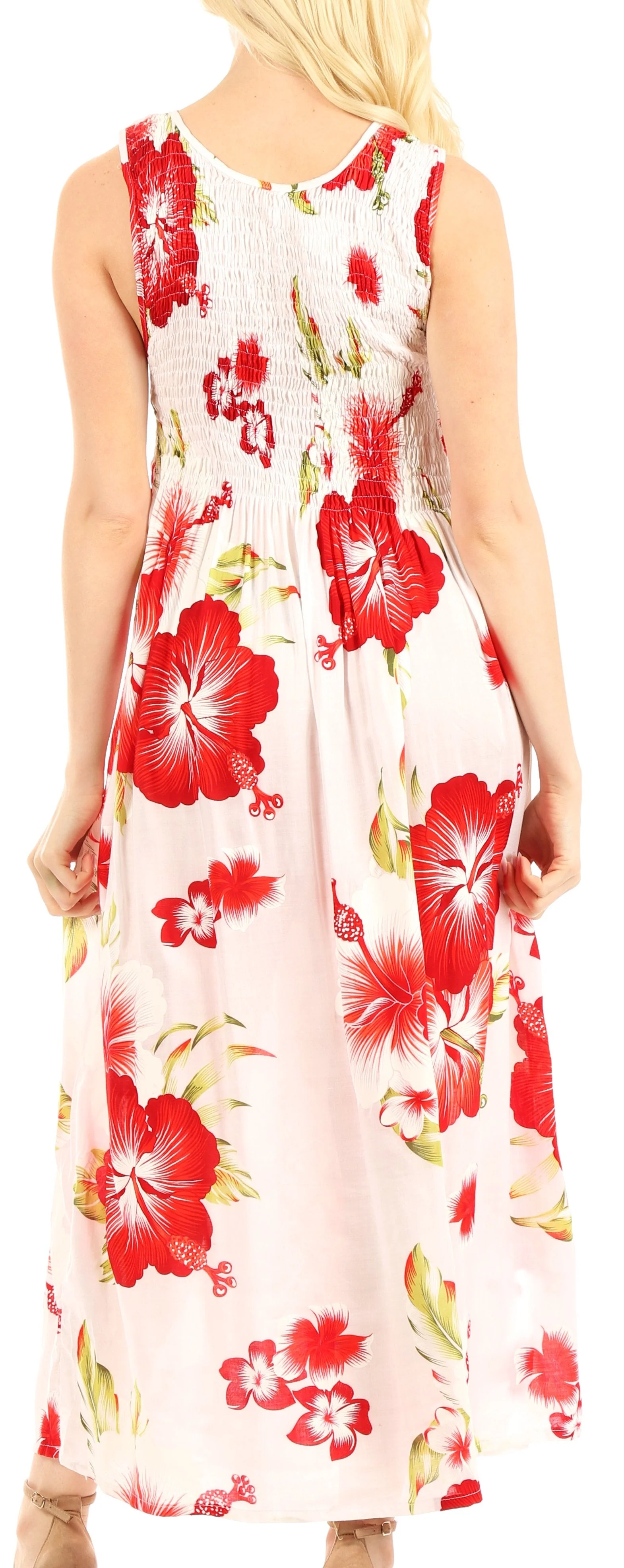 Sakkas Iyabo Women's Sleeveless Casual Summer Floral Print Dress Maxi Long Stretch - Image 57