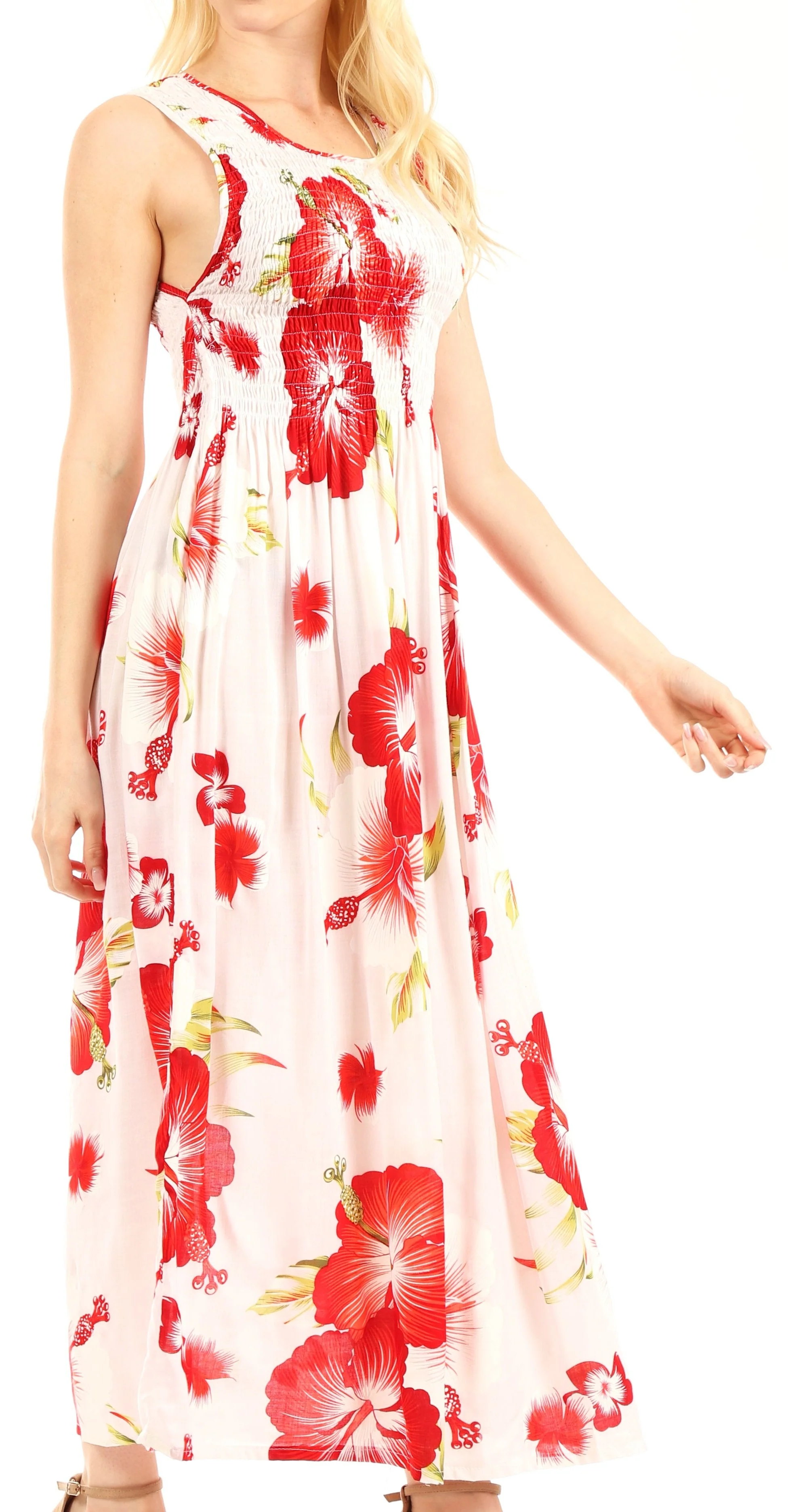 Sakkas Iyabo Women's Sleeveless Casual Summer Floral Print Dress Maxi Long Stretch - Image 59