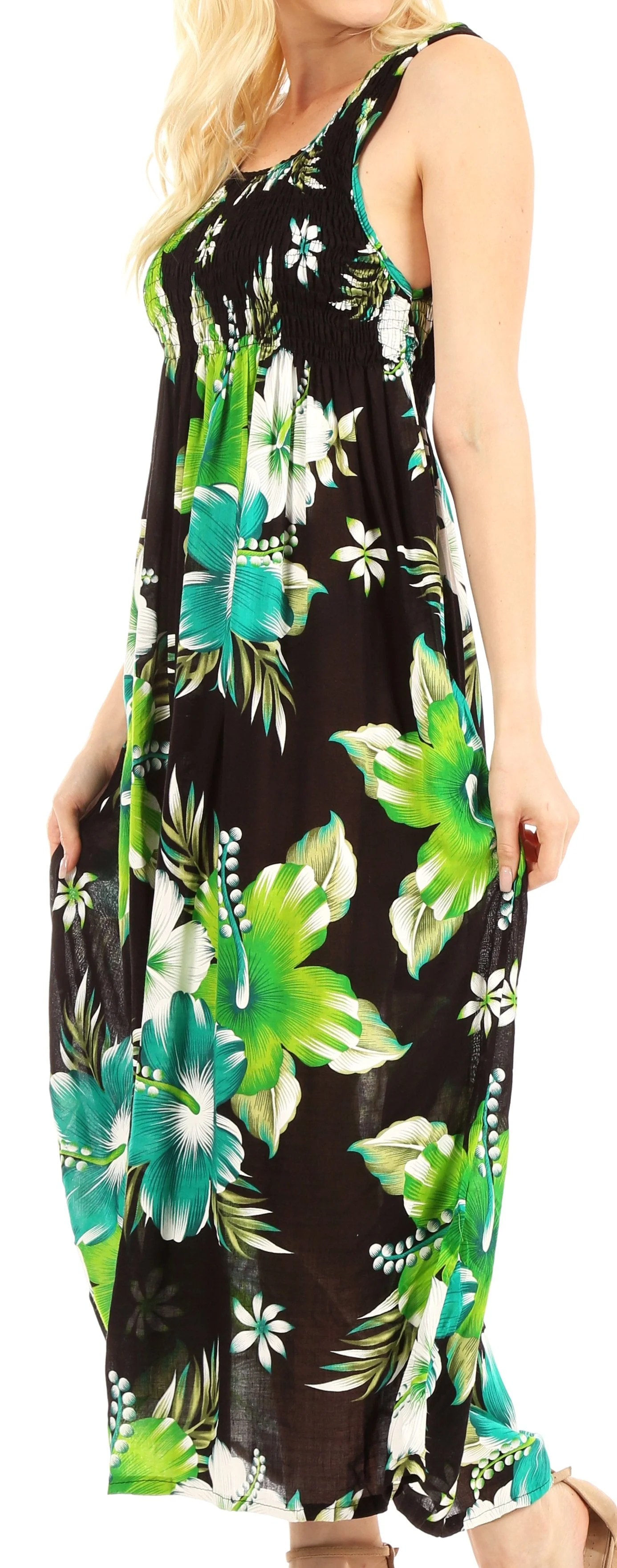 Sakkas Iyabo Women's Sleeveless Casual Summer Floral Print Dress Maxi Long Stretch - Image 8