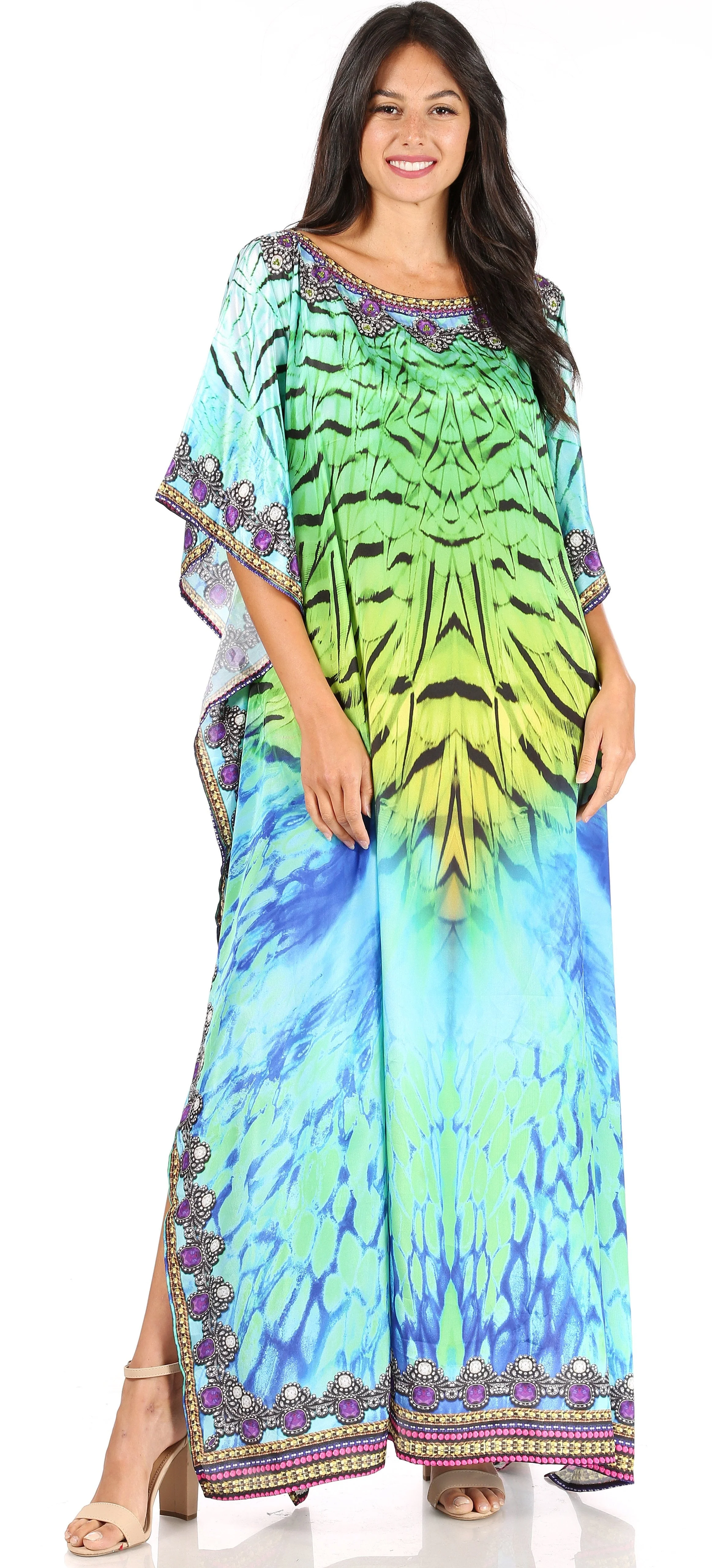 Sakkas Jabari Women's Maxi Short Sleeve Long Beach Kaftan Dress Boho Loose Gown - Image 25