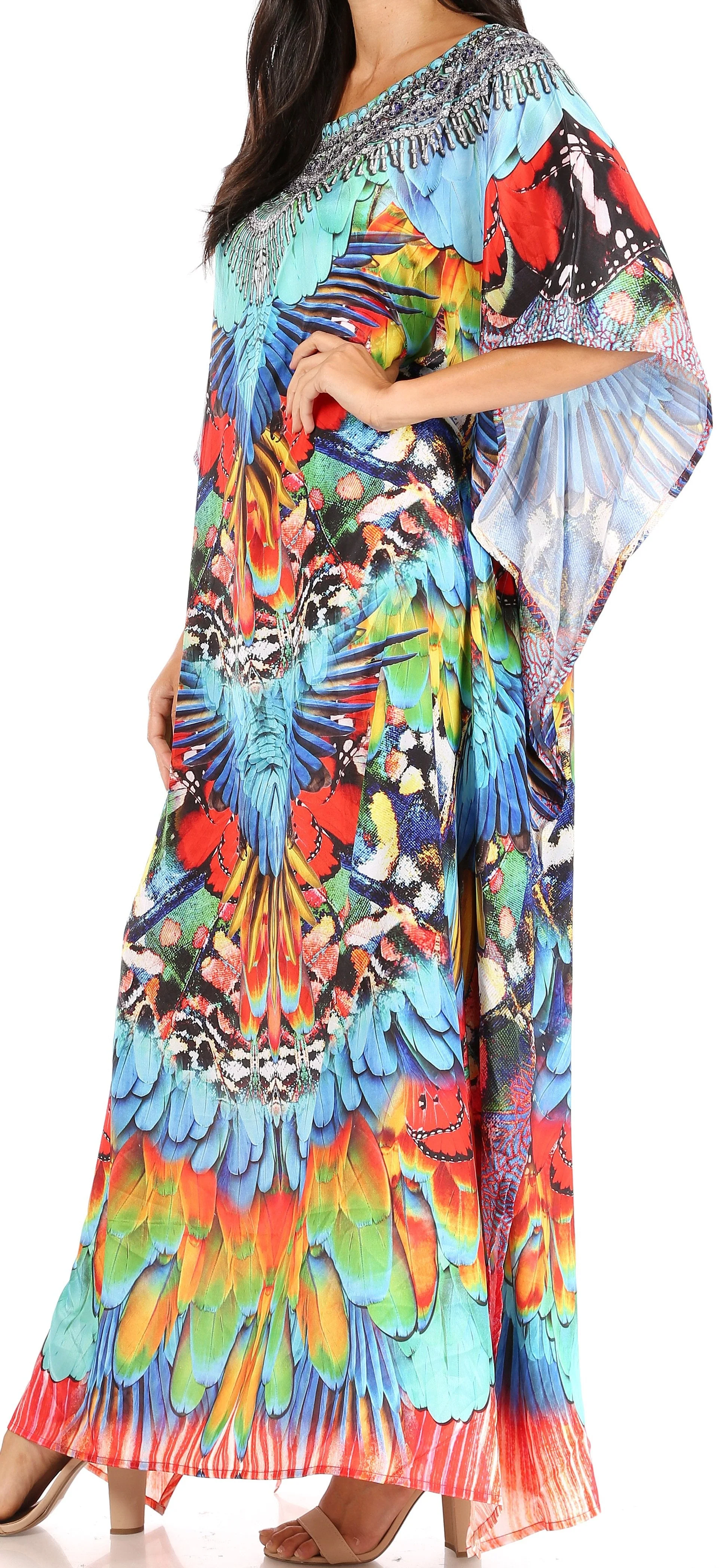 Sakkas Jabari Women's Maxi Short Sleeve Long Beach Kaftan Dress Boho Loose Gown - Image 54