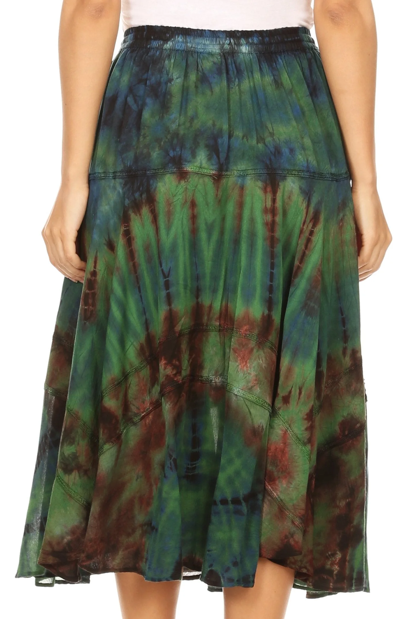 Sakkas Justina Womens Dance Midi Full Circle Tie-dye Skirt with Elastic Waist - Image 12