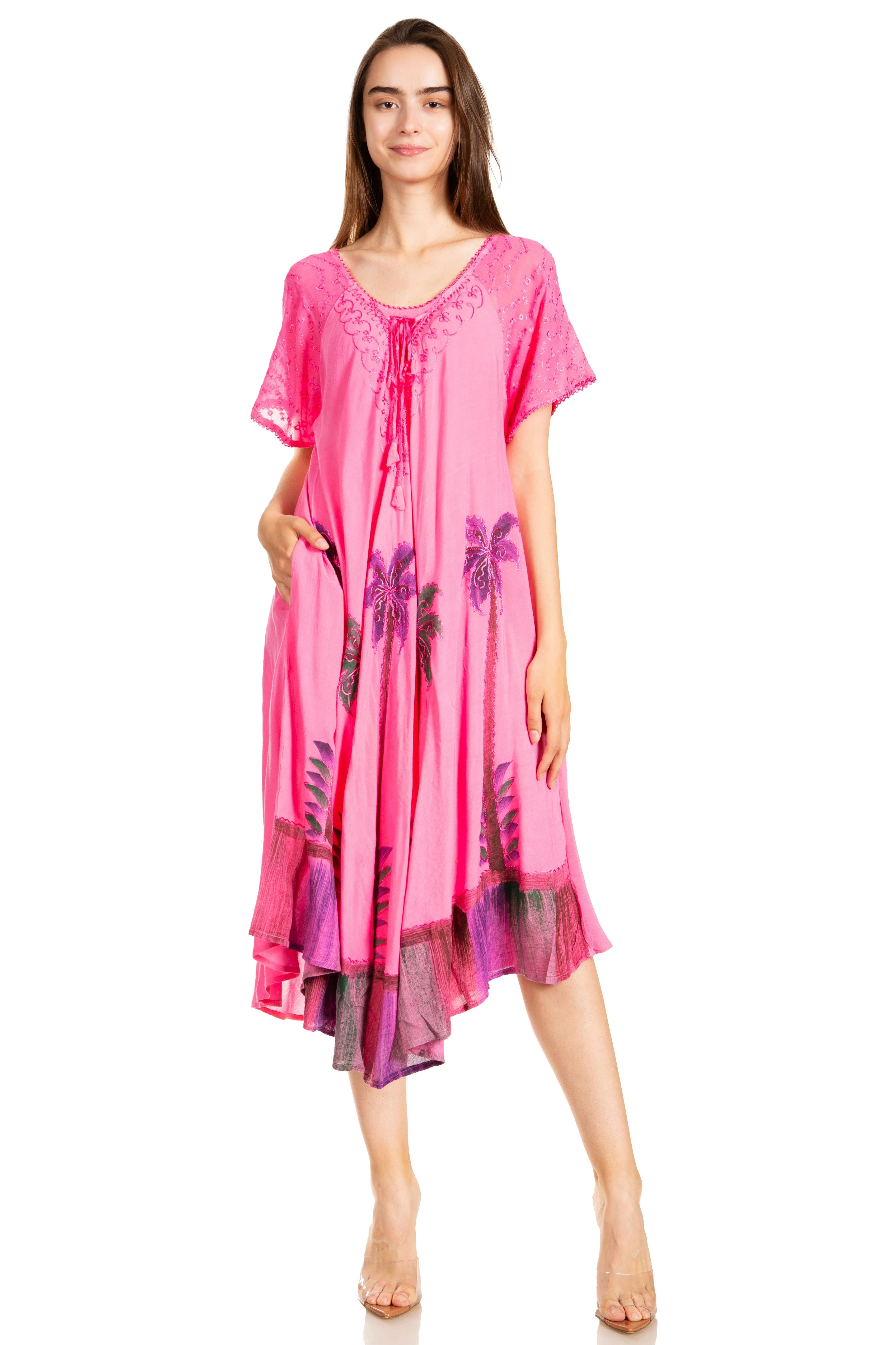 Sakkas Kai Palm Tree Caftan Tank Dress / Cover Up - Image 87