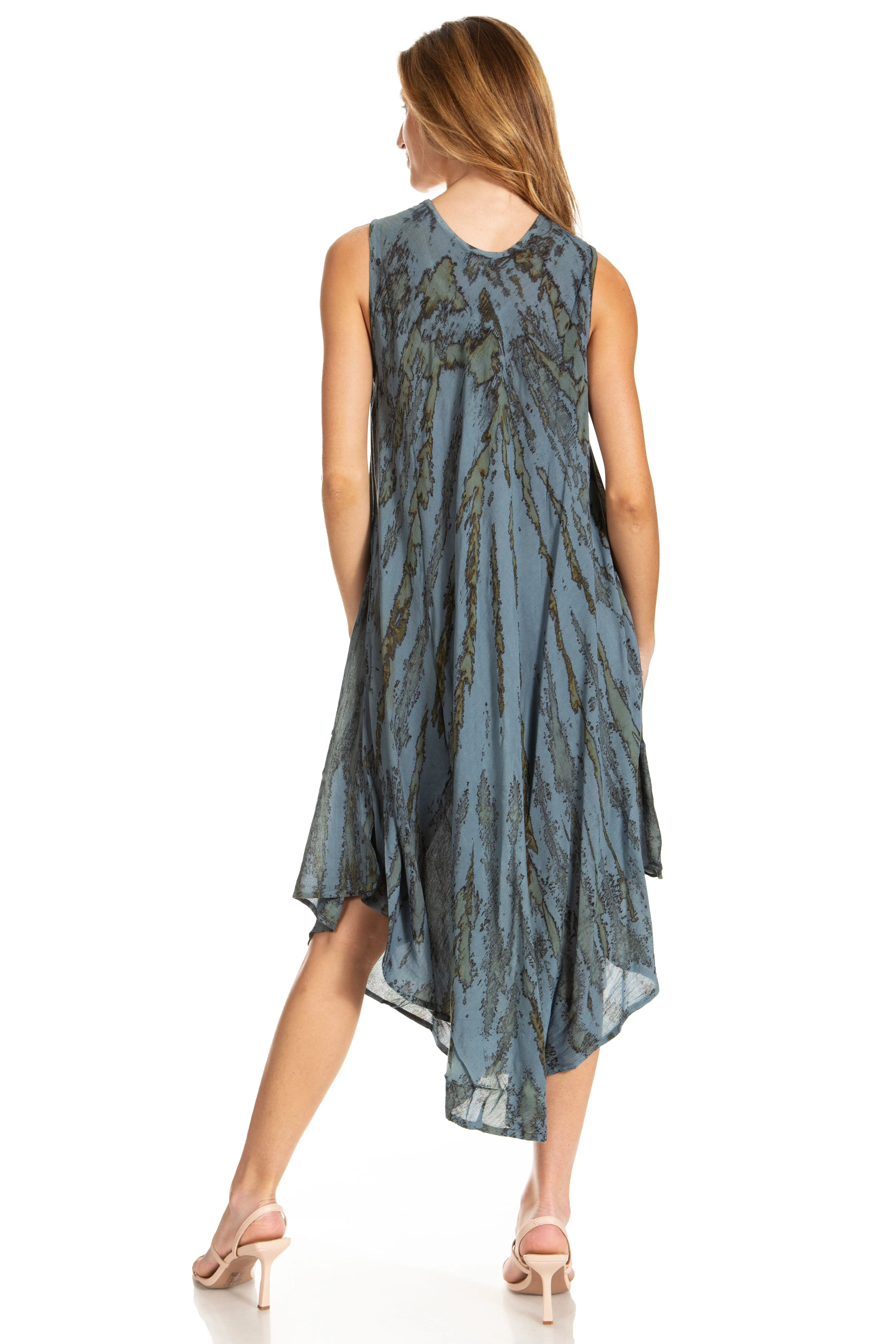 Sakkas Kara Long Draped Sleeveless Marbled Caftan Dress / Cover Up - Image 37