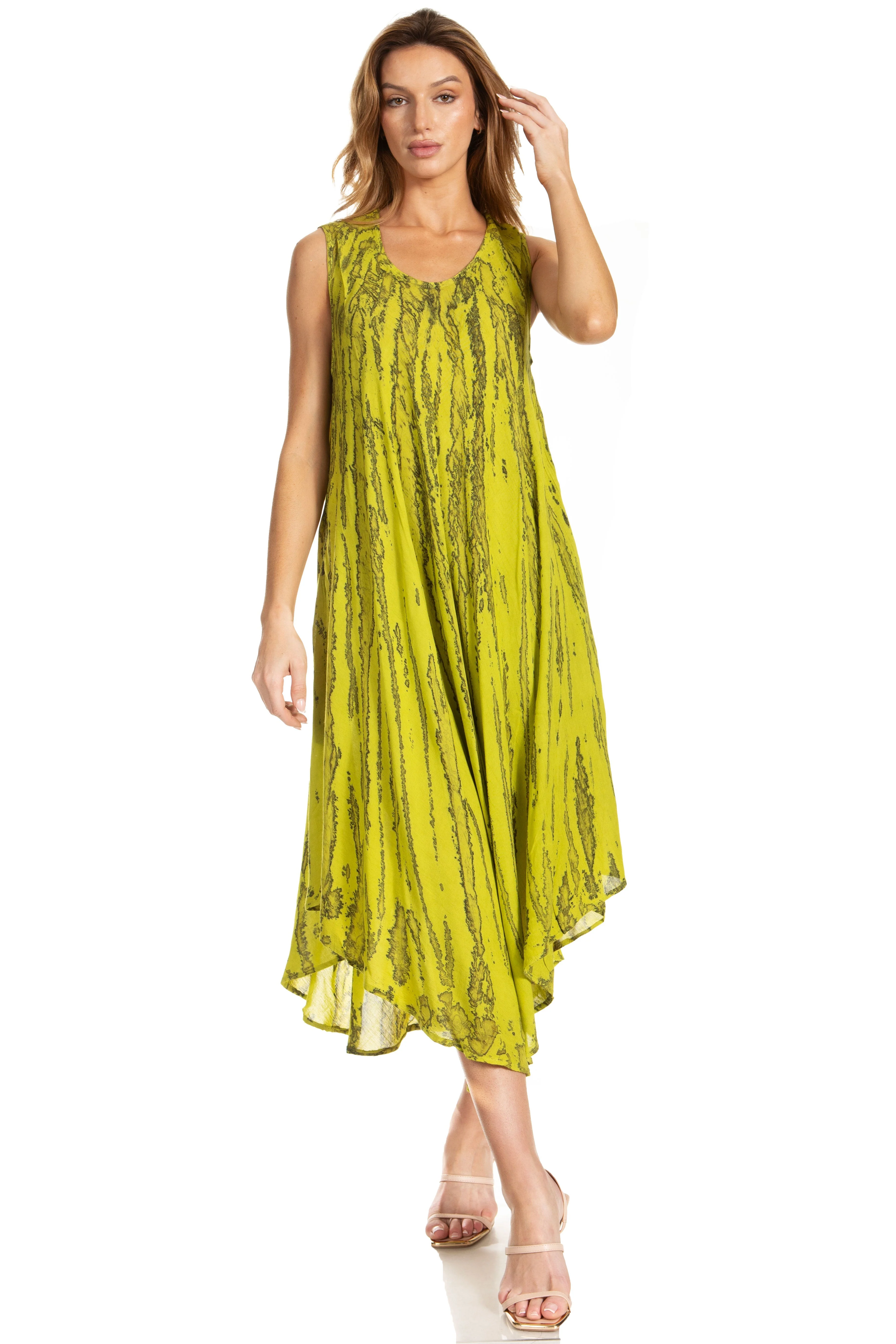 Sakkas Kara Long Draped Sleeveless Marbled Caftan Dress / Cover Up - Image 45