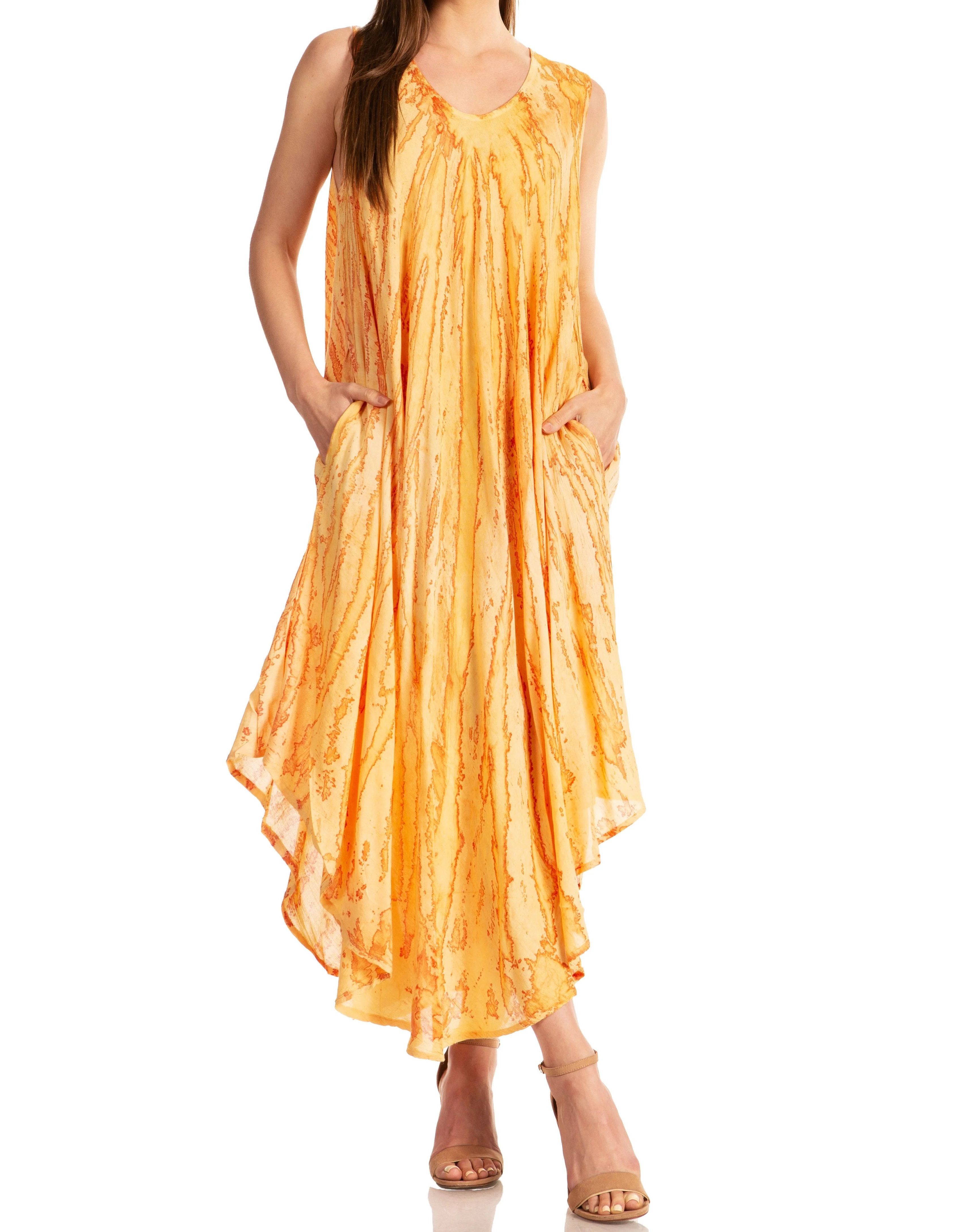 Sakkas Kara Long Draped Sleeveless Marbled Caftan Dress / Cover Up - Image 46