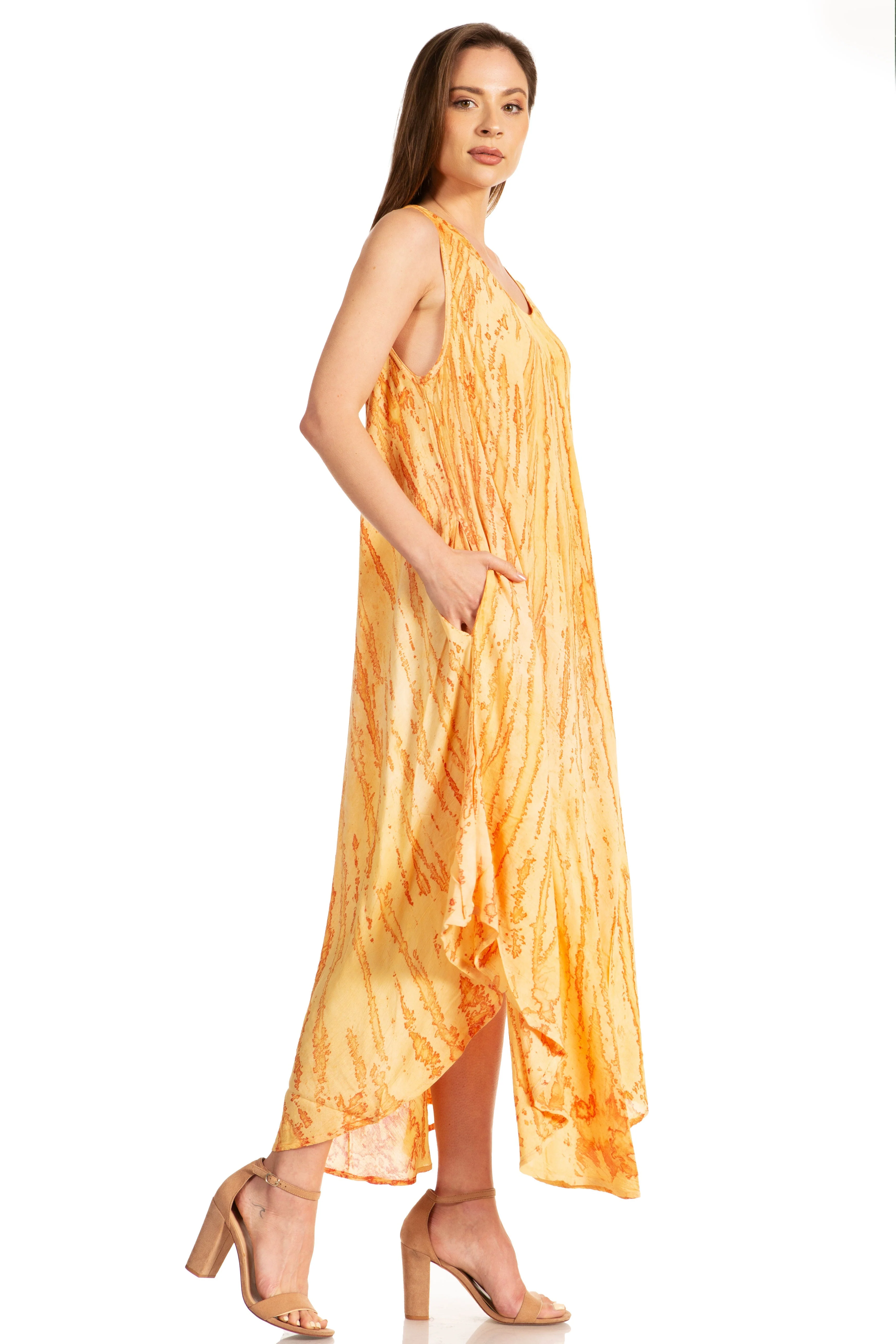 Sakkas Kara Long Draped Sleeveless Marbled Caftan Dress / Cover Up - Image 48