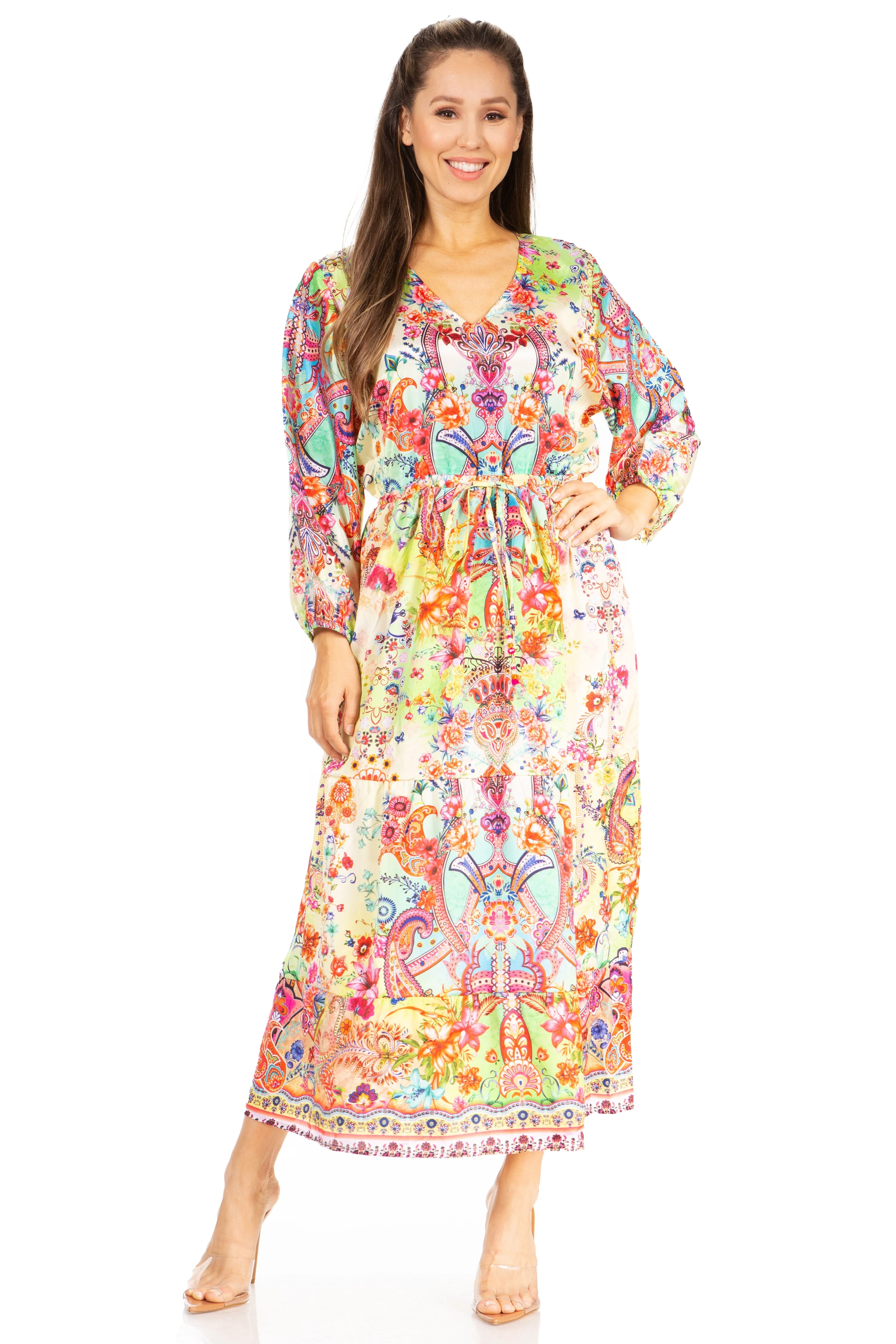 Sakkas Katty Floral Print Women's Boho Maxi Dress - Image 15